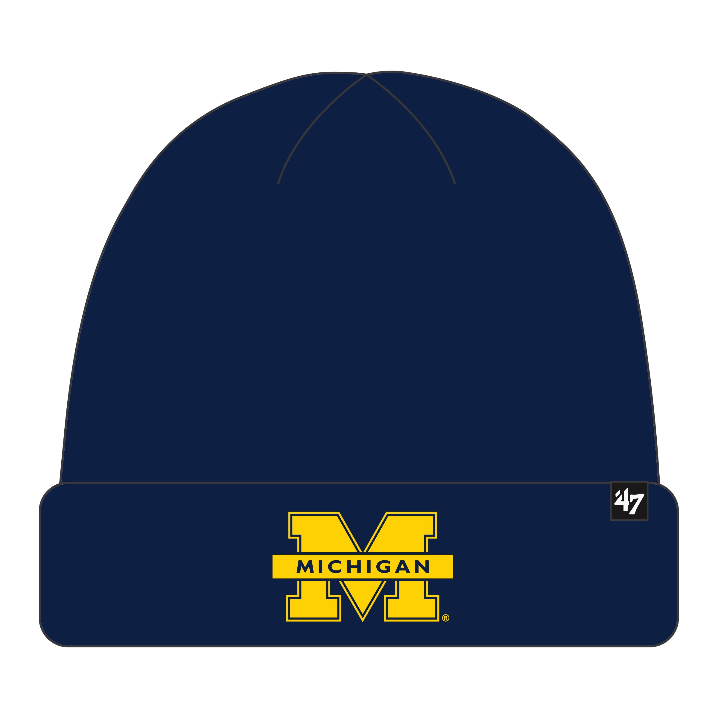 Michigan Wolverines NCAA 47 Brand Men's Navy Raised Cuff Knit Hat