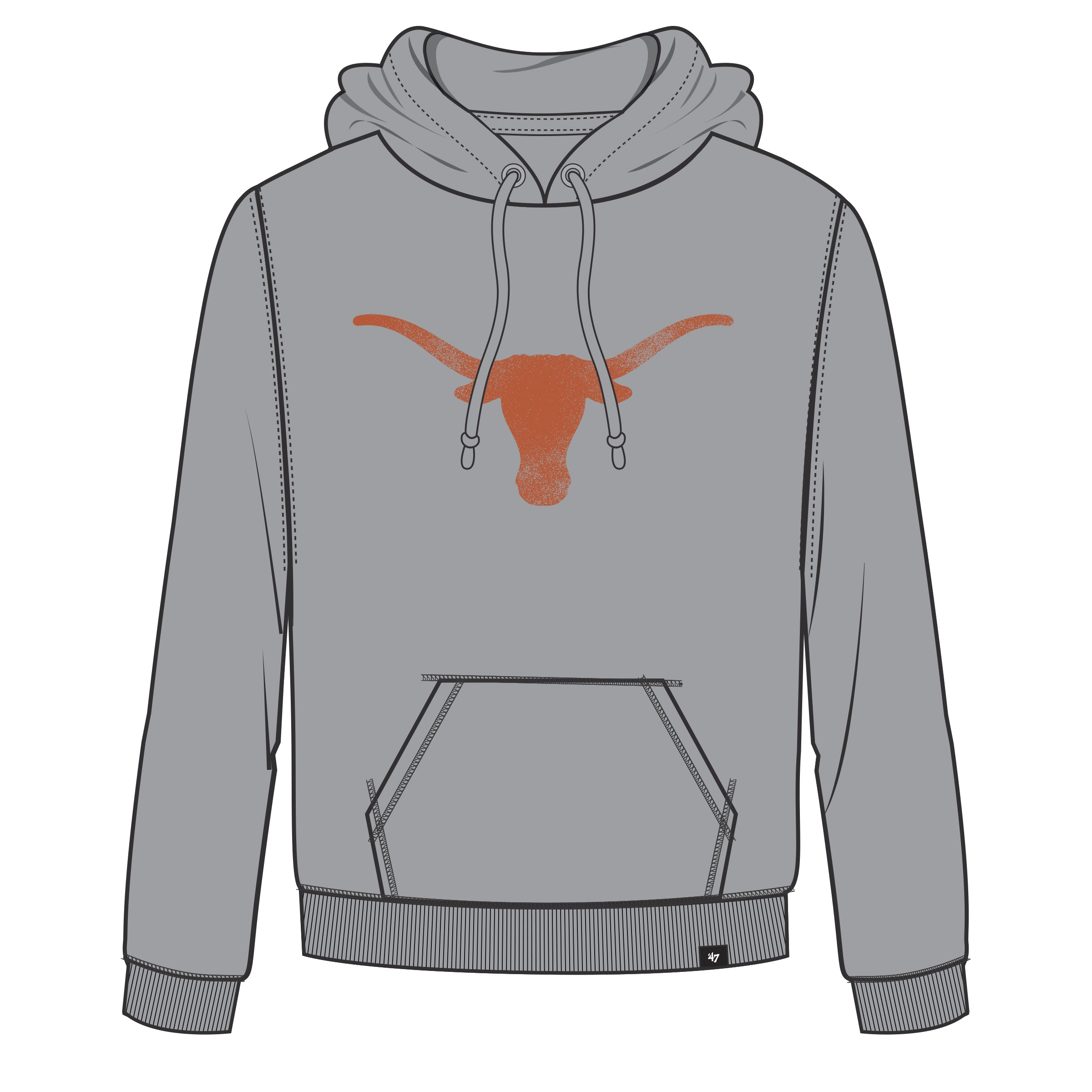 Texas Longhorns NCAA 47 Brand Men's Grey Imprint Headline Pullover Hoodie