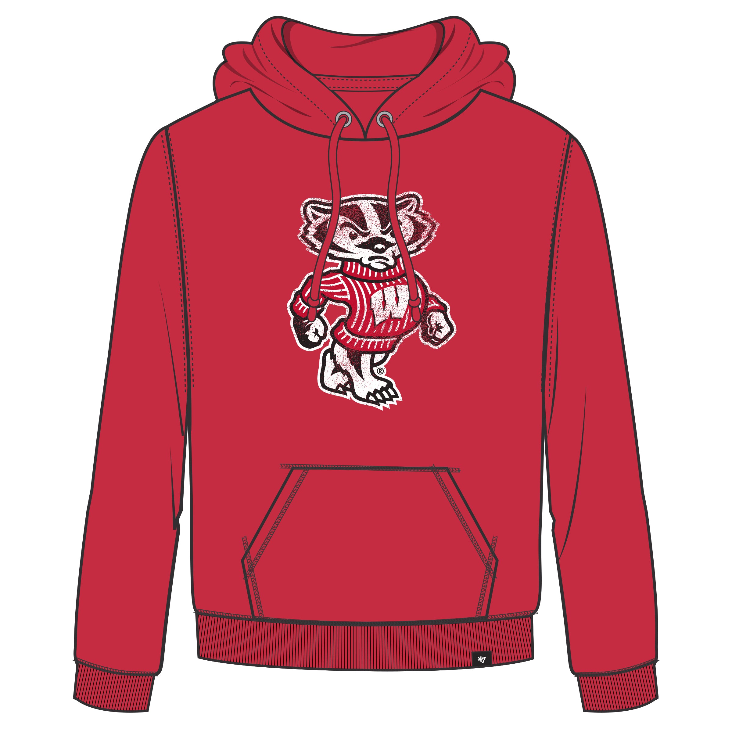 Wisconsin Badgers NCAA 47 Brand Men's Red Imprint Headline Pullover Hoodie