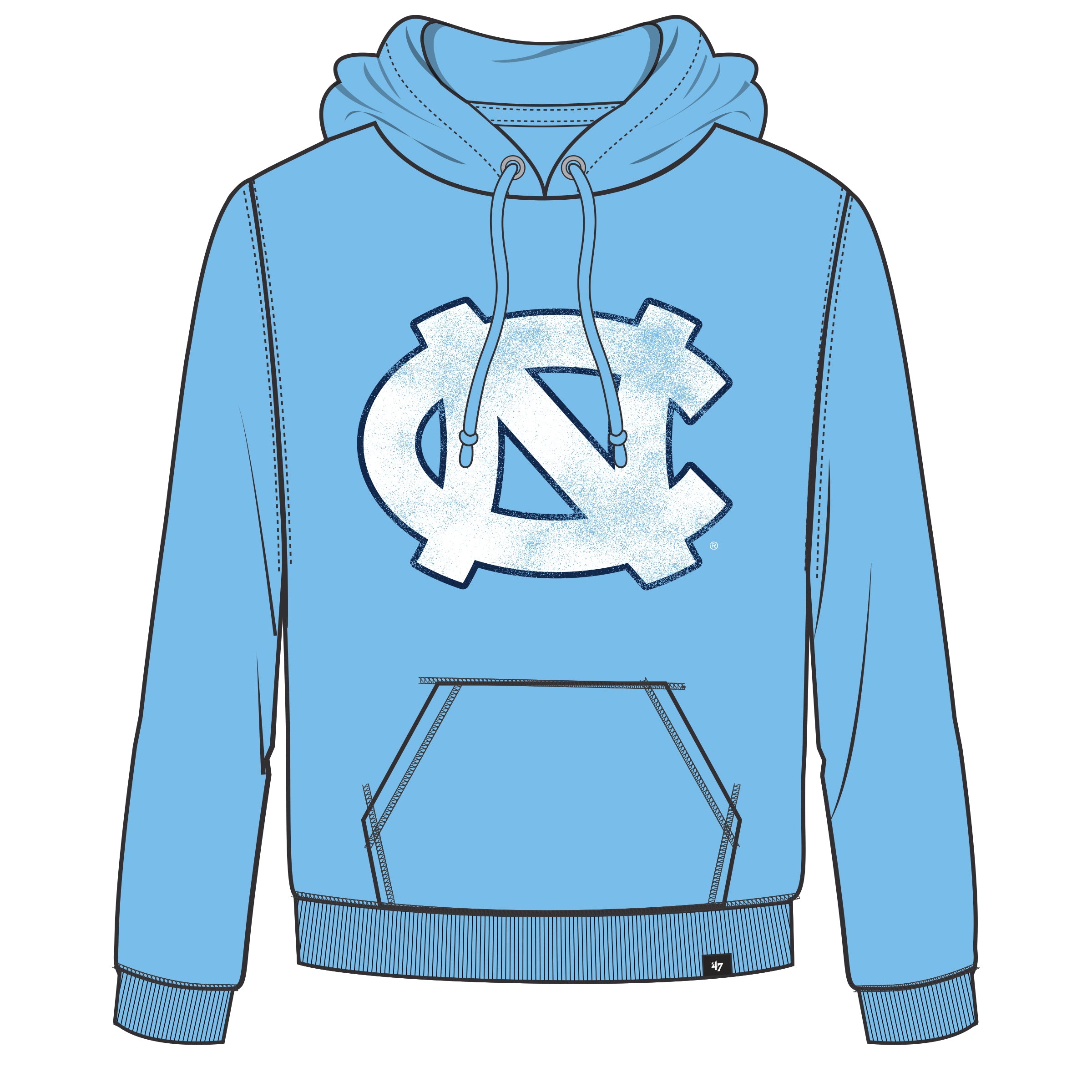 Sweat à capuche bleu clair pour homme North Carolina Tarheels NCAA 47 Brand Imprint Headline