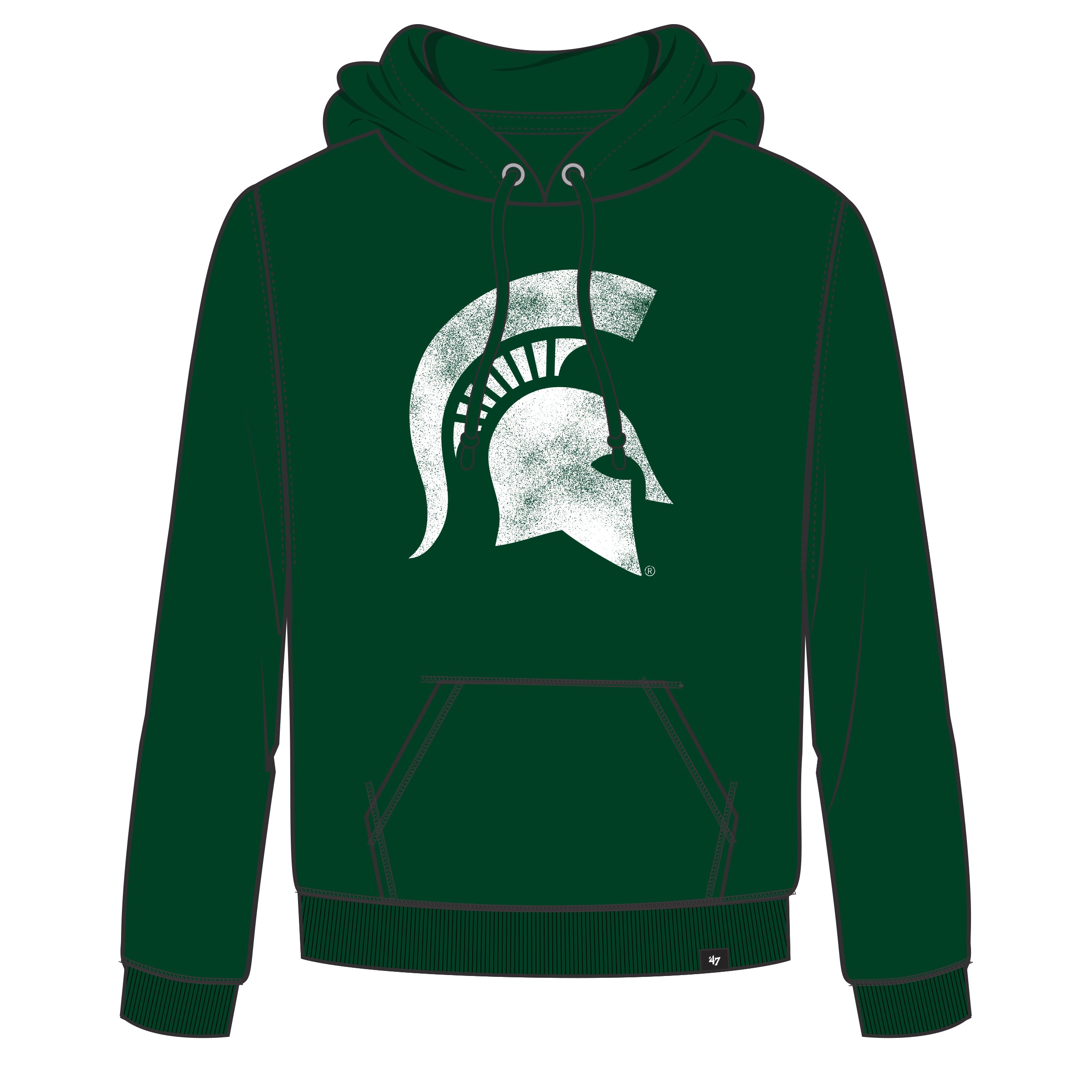 Sweat à capuche à imprimé tête de mort vert pour homme Michigan State Spartans NCAA 47 Brand