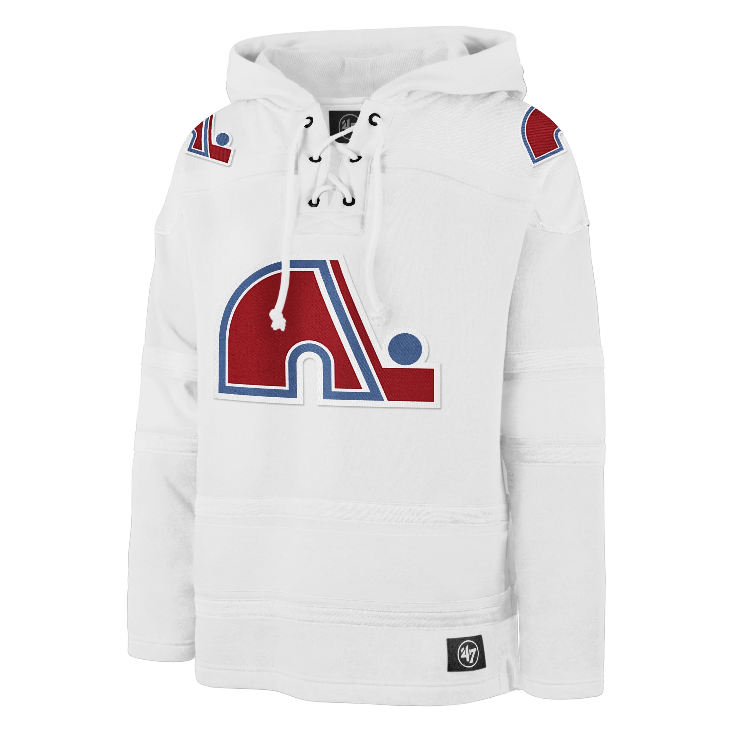 Quebec Nordiques NHL 47 Brand Men's White Out Heavyweight Lacer Hoodie