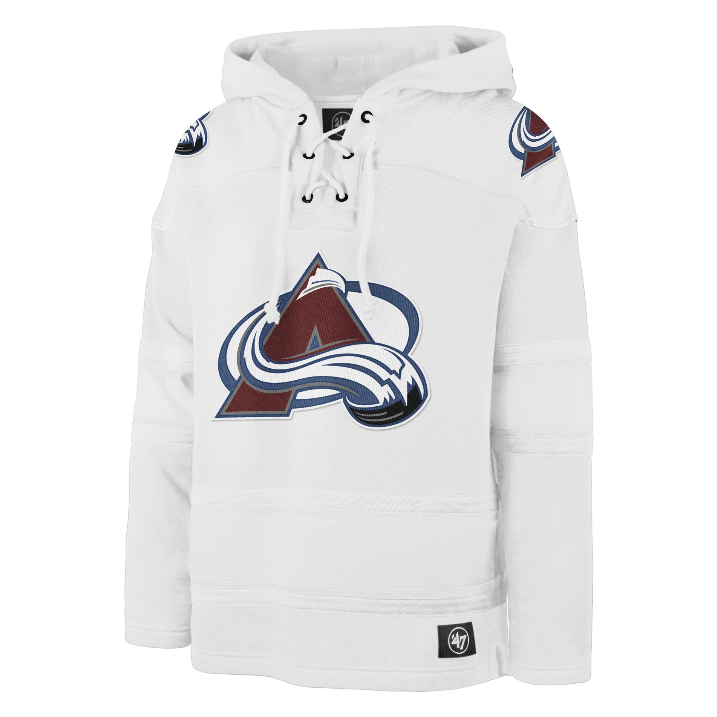 Sweat à capuche à lacets épais pour homme de la marque Colorado Avalanche NHL 47 White Out