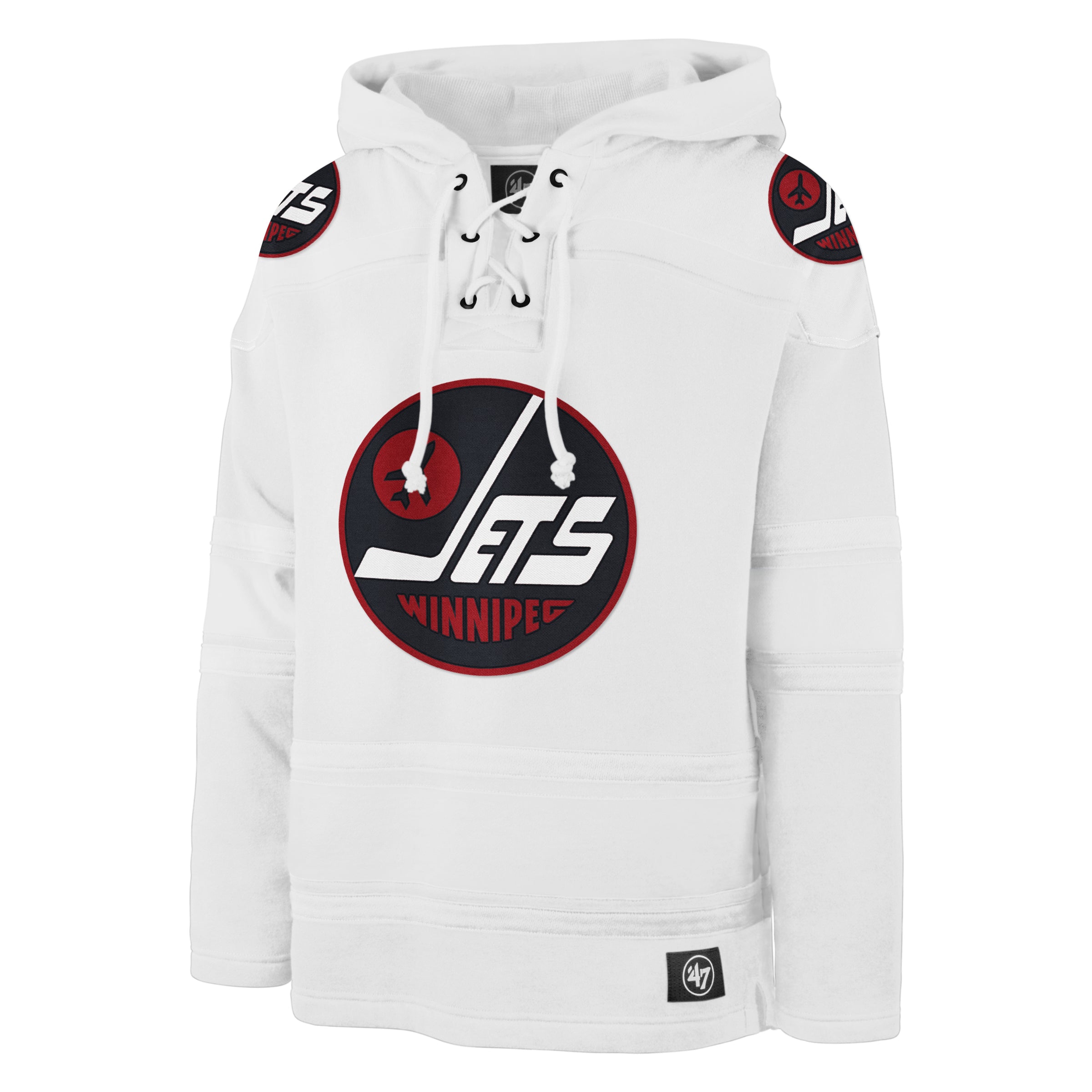 Winnipeg Jets NHL 47 Brand Men's White Out Heavyweight Lacer Hoodie