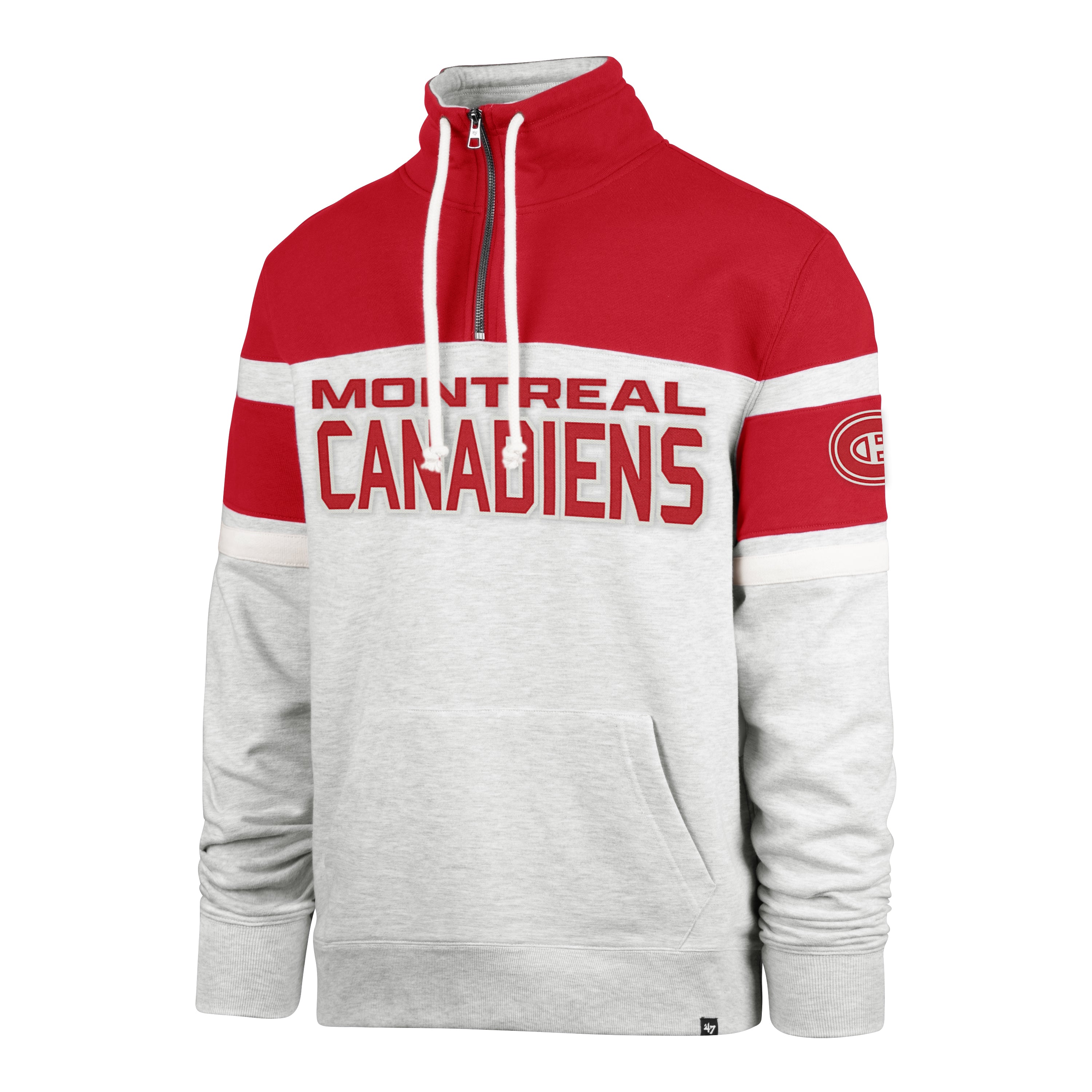 Chandail en molleton gris à fermeture éclair 1/4 pour homme NHL 47 Brand des Canadiens de Montréal et Bay Ridge