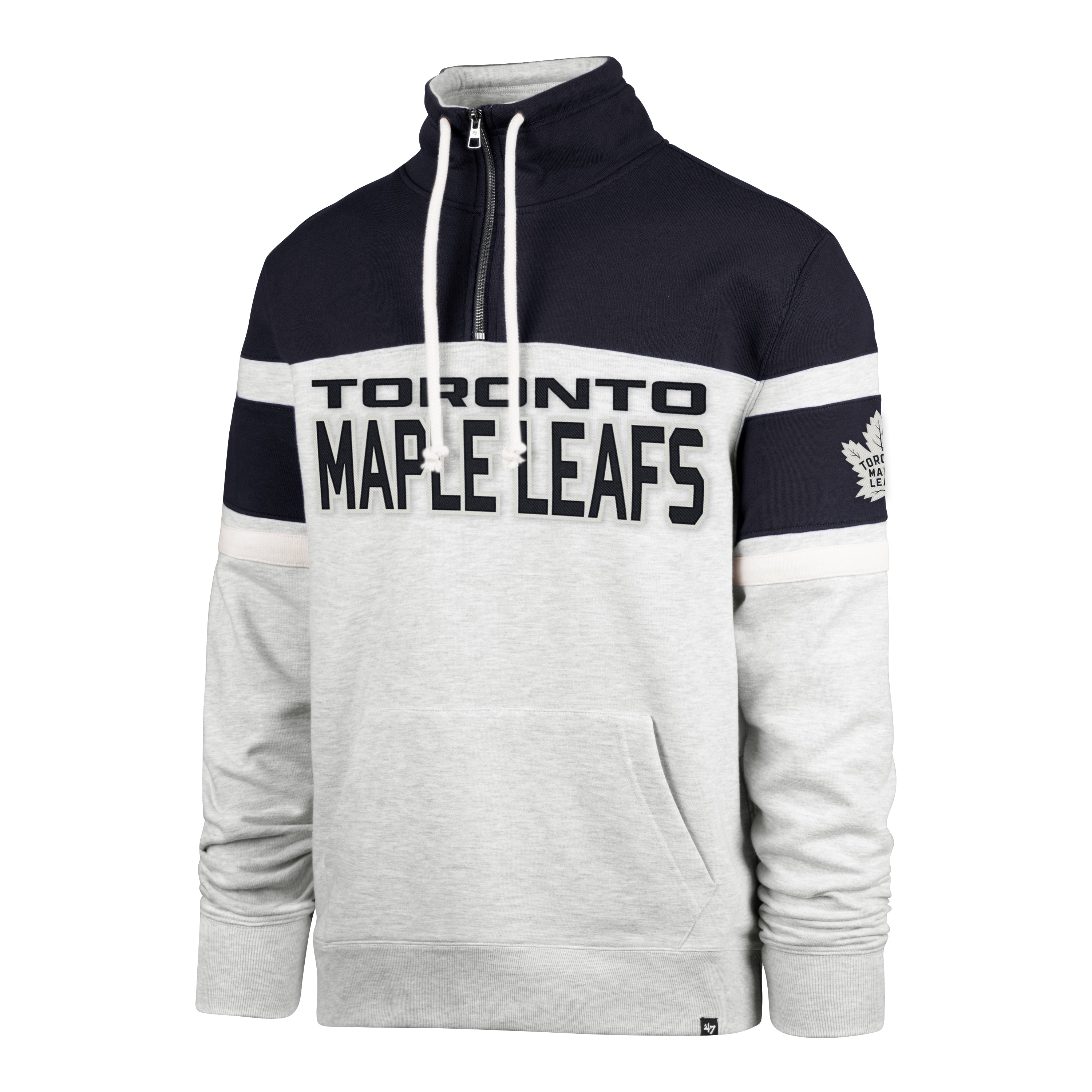 Chandail en molleton gris à double en-tête et fermeture éclair 1/4 Bay Ridge des Maple Leafs de Toronto de la marque NHL 47 pour hommes