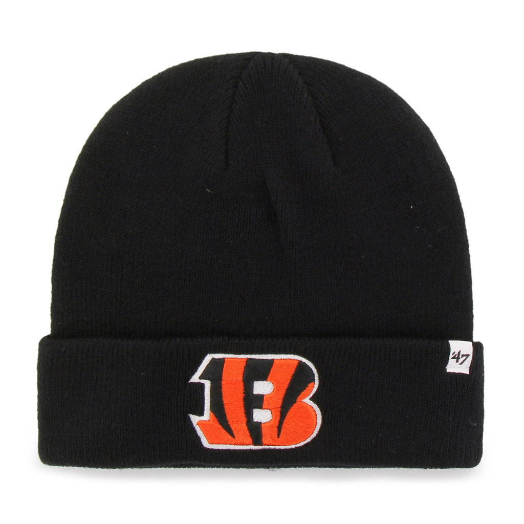 Bonnet tricoté à revers surélevé noir NFL 47 Brand pour homme des Bengals de Cincinnati