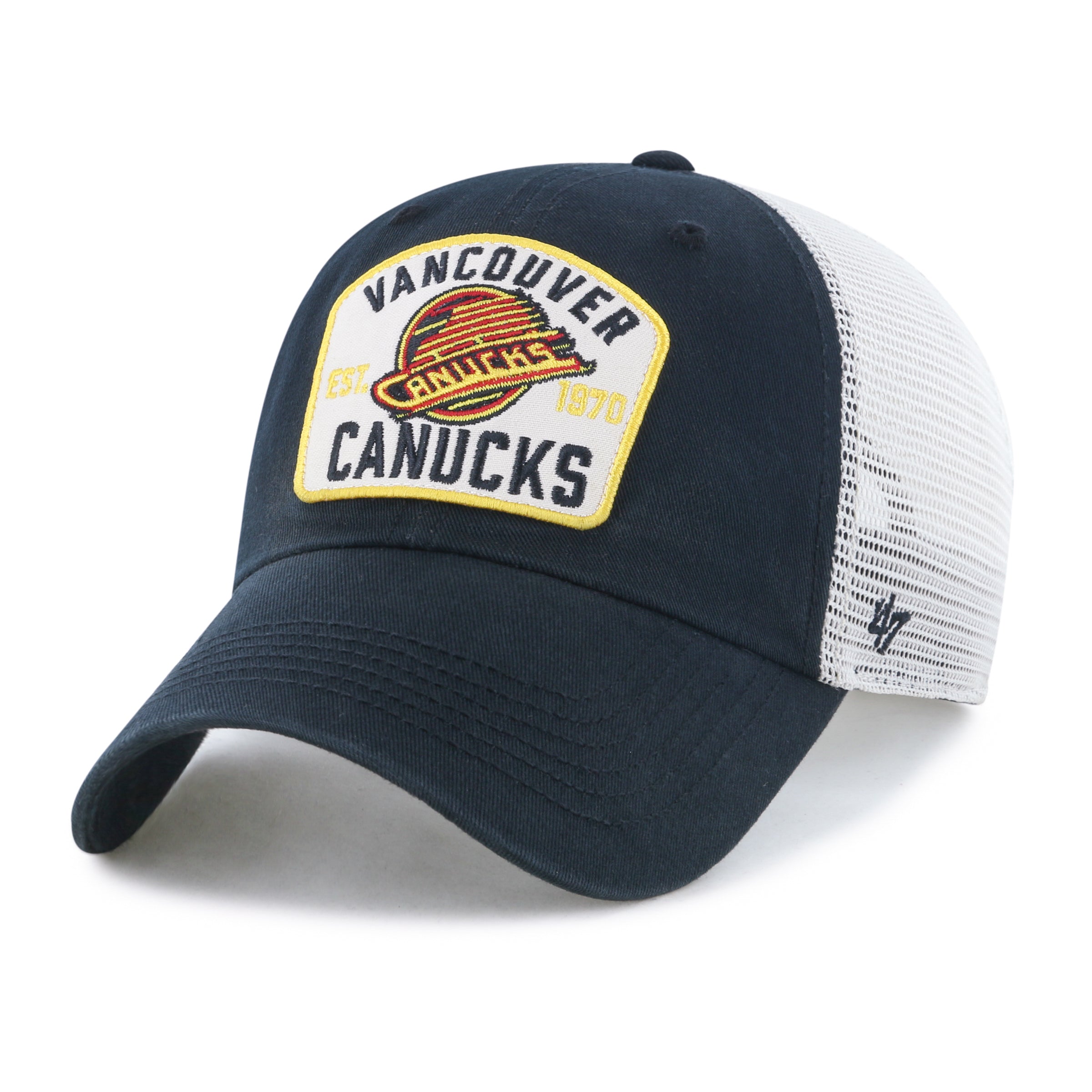 Vancouver Canucks NHL 47 Brand Men's Black Mccall Clean Up Adjustable Hat