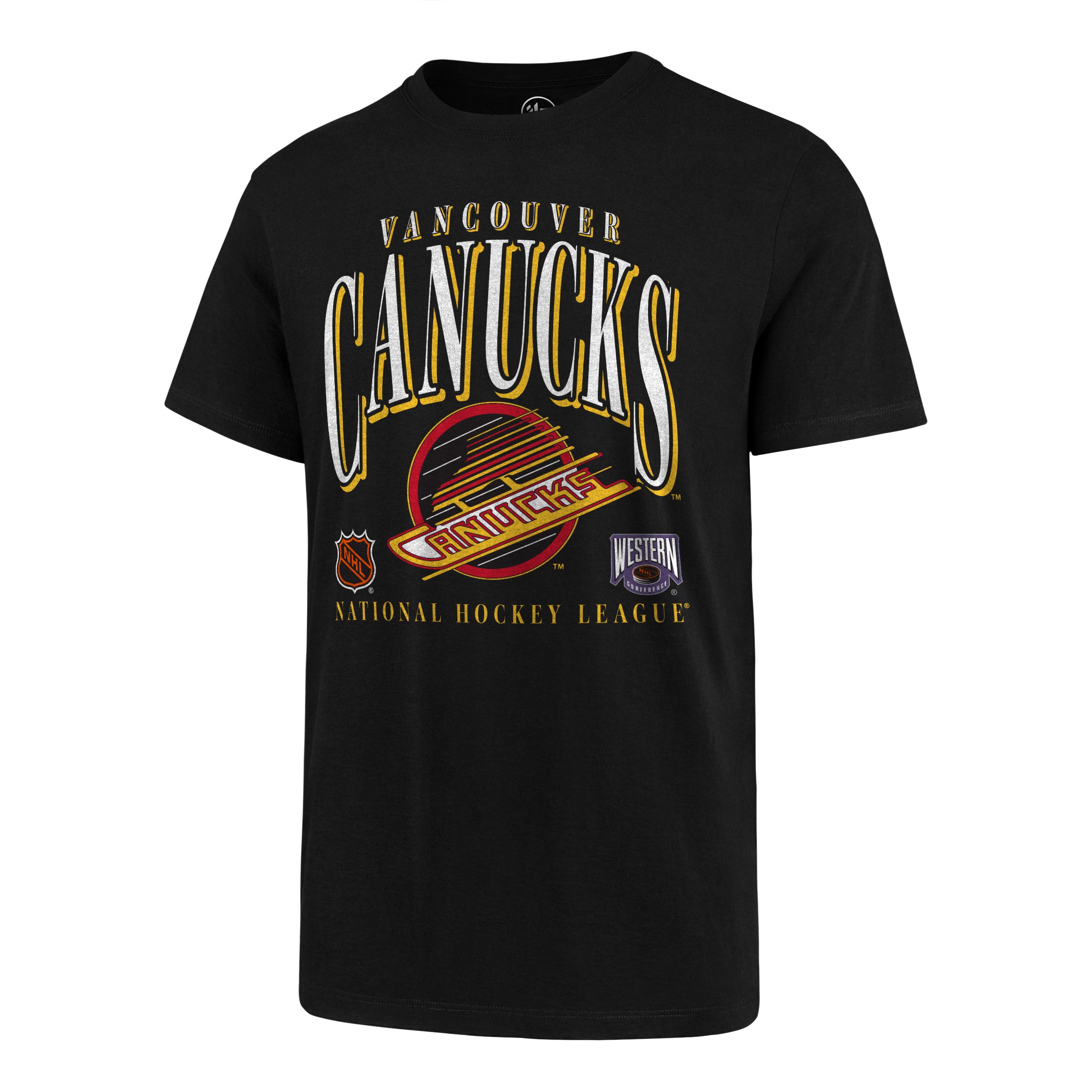 Vancouver Canucks NHL 47 Brand Men's Black Vintage Crease T-Shirt