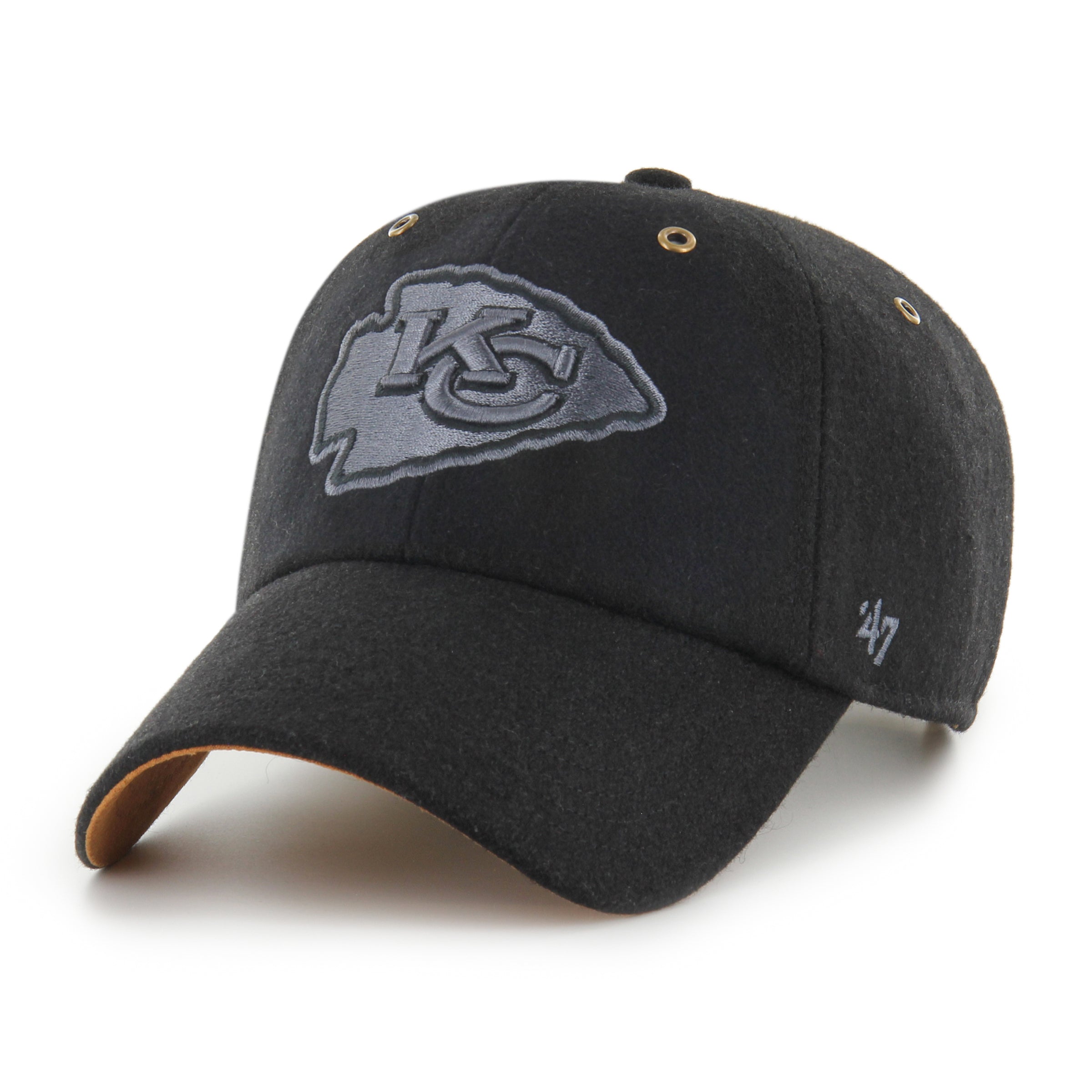 Casquette ajustable de nettoyage Peacoat noire ton sur ton pour homme de la marque NFL 47 des Chiefs de Kansas City