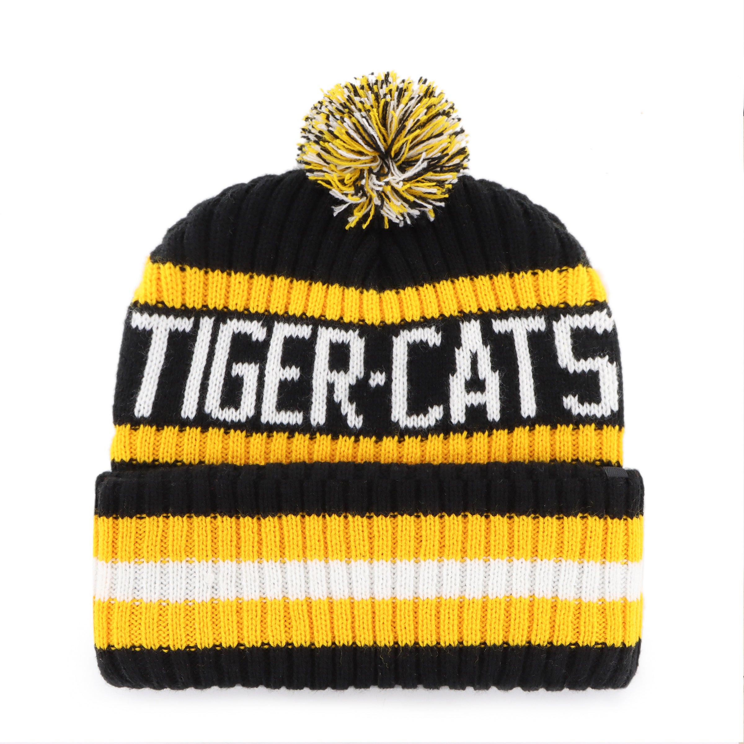 Hamilton Tiger Cats CFL 47 Brand Men's Black/Yellow Bering Cuff Pom Knit