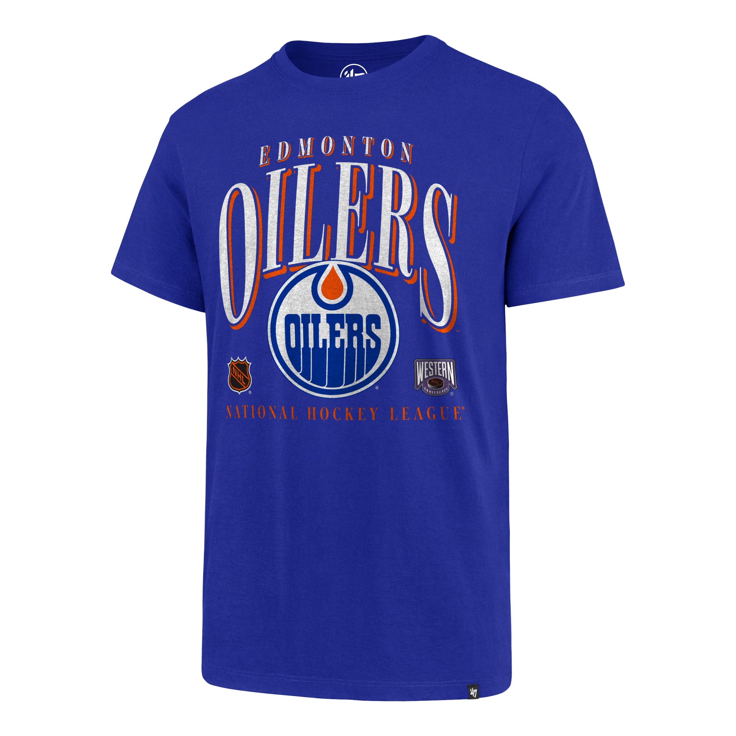 Edmonton Oilers NHL 47 Brand Men's Royal Blue Vintage Crease T-Shirt