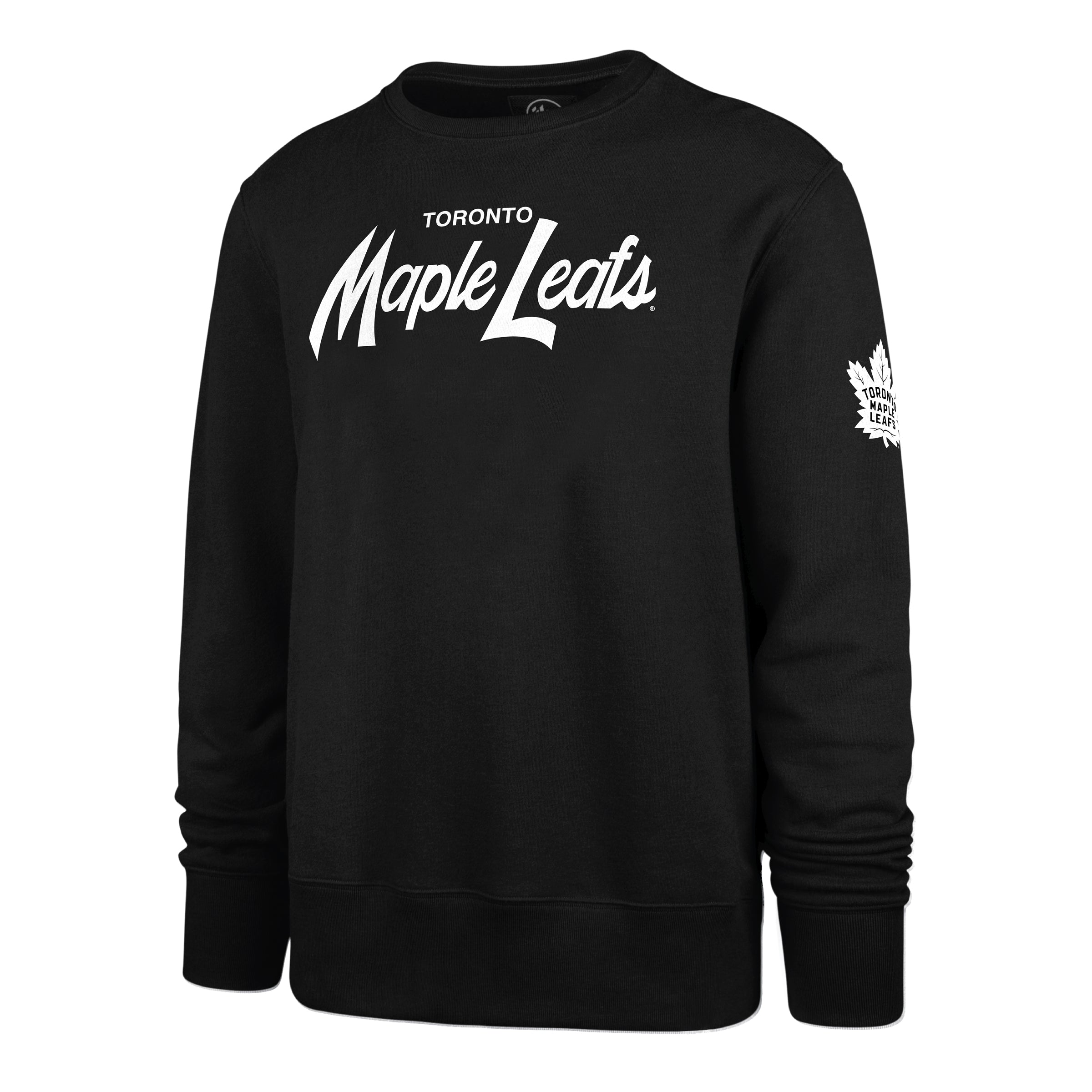 Toronto Maple Leafs NHL 47 Brand Men's Black Fleece Attitude Crew Sweater