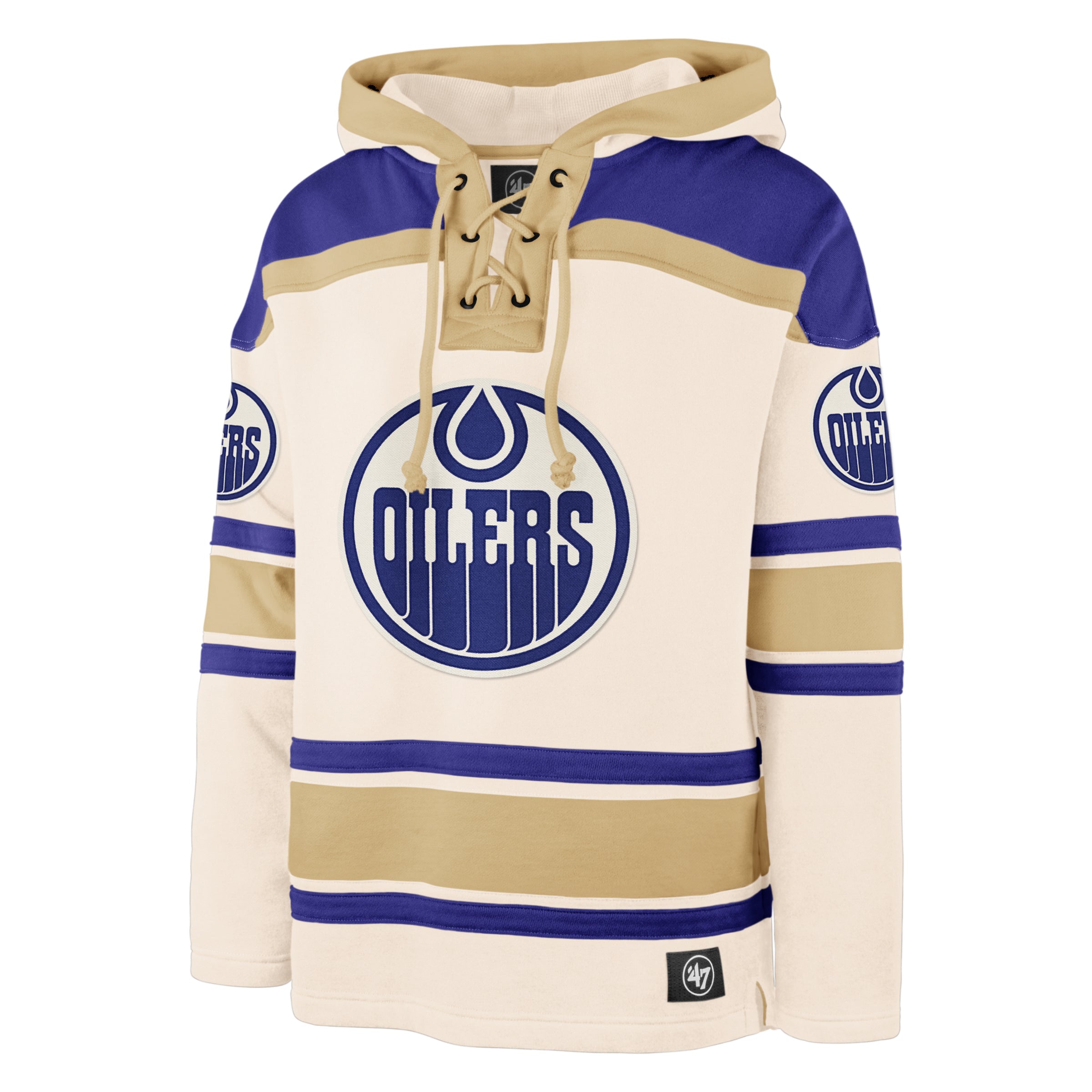 Edmonton Oilers NHL 47 Brand Men's Cream Nilley Superior Lacer Hoodie