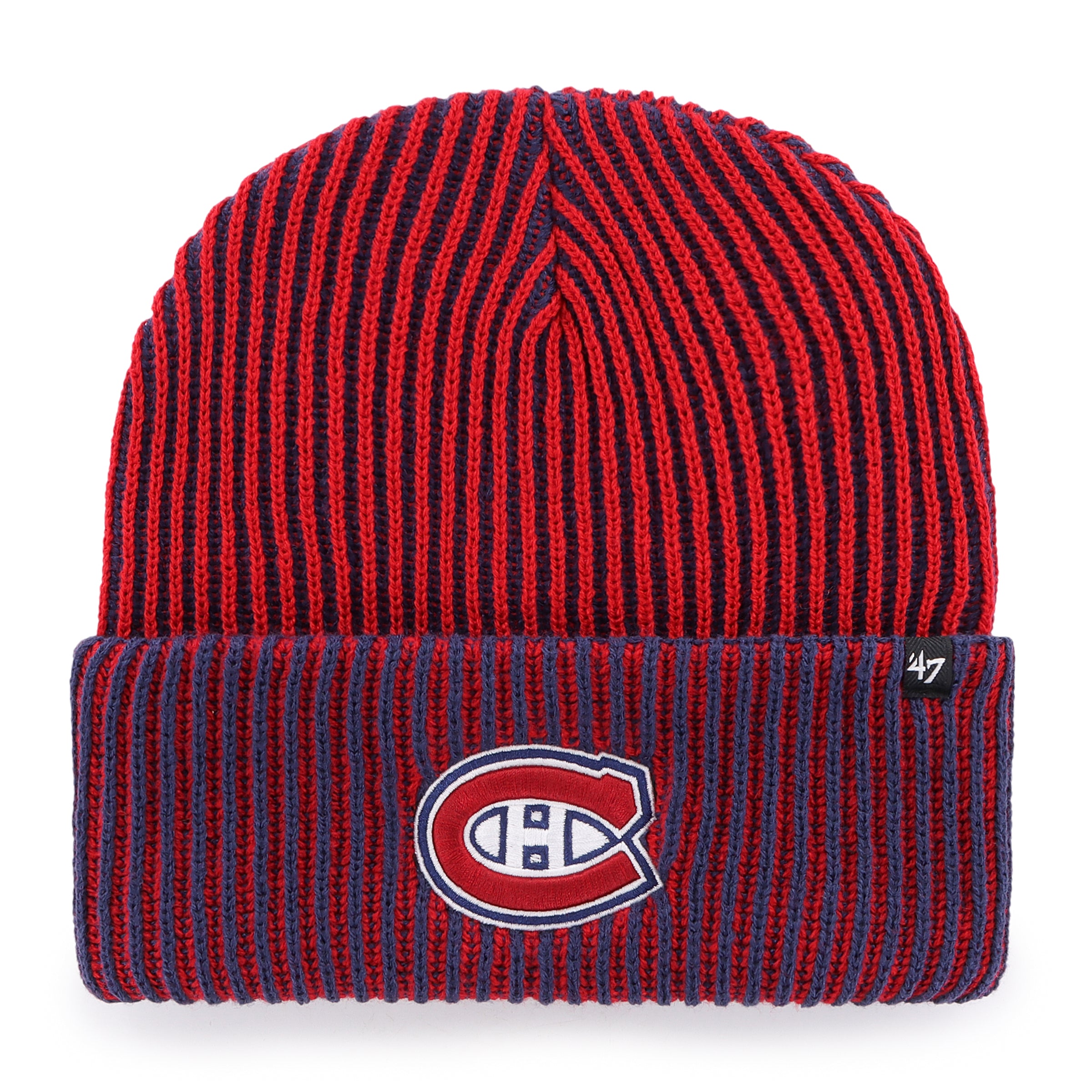 Bonnet en tricot à revers à pression à froid bleu marine/rouge 47 Brand des Canadiens de Montréal LNH pour hommes