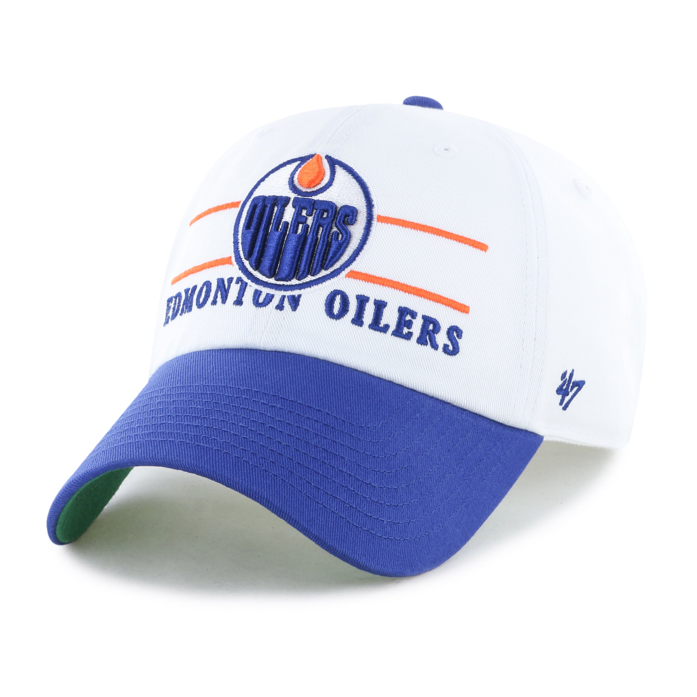 Edmonton Oilers NHL 47 Brand Men's White Double Header Clean Up Adjustable Hat