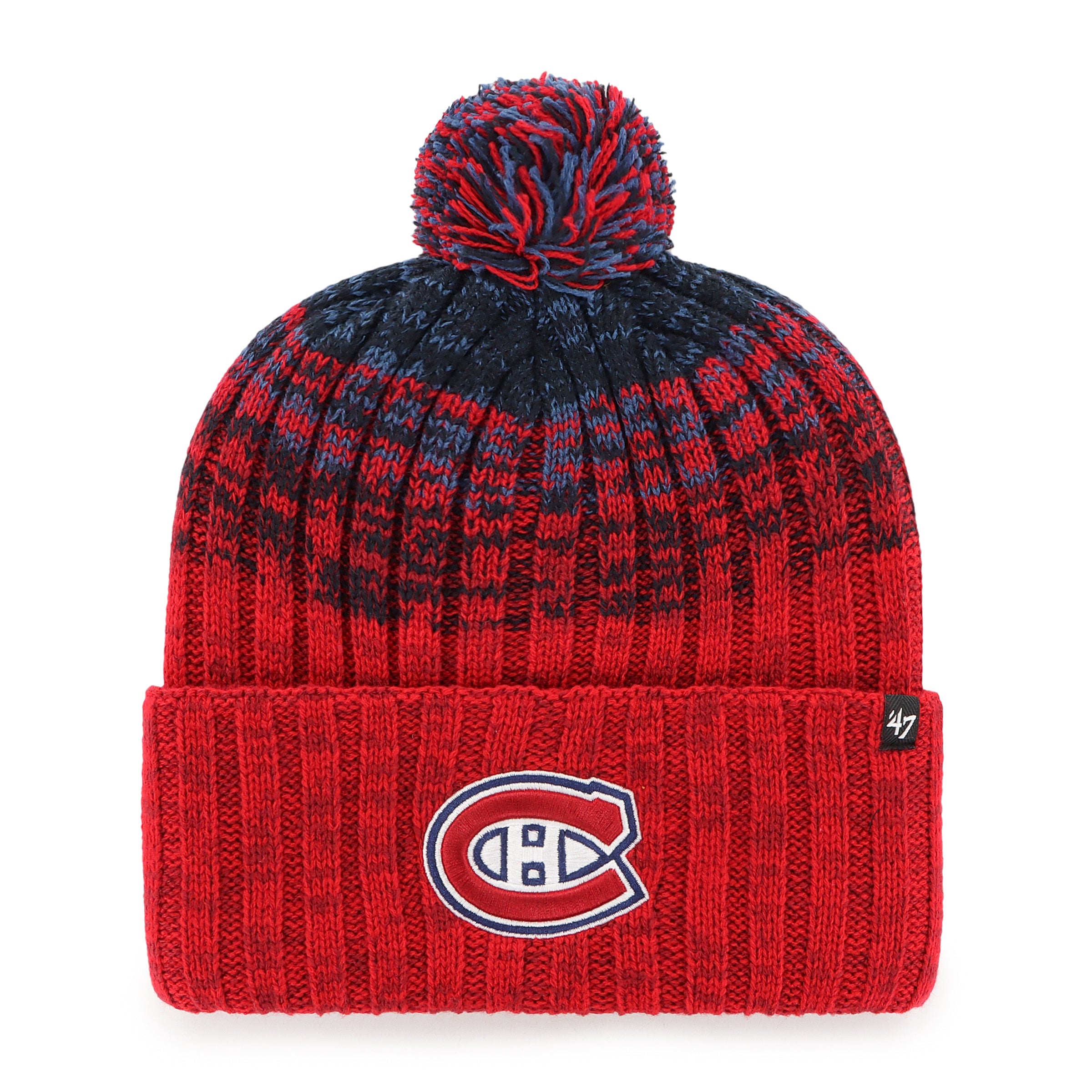 Montreal Canadiens NHL 47 Brand Men's Red/Navy Cascade Cuff Pom Knit