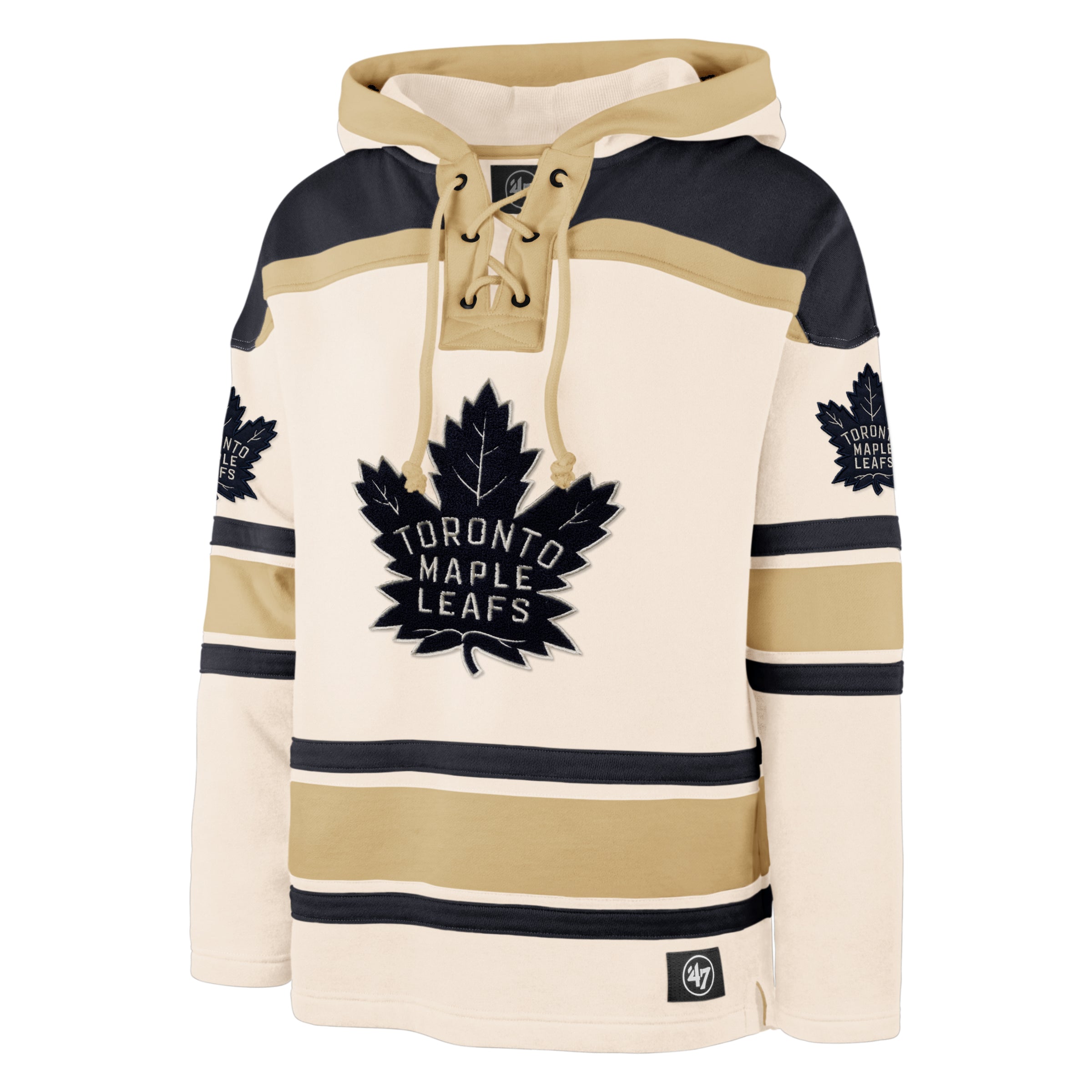 Toronto Maple Leafs NHL 47 Brand Men's Cream Nilley Superior Lacer Hoodie