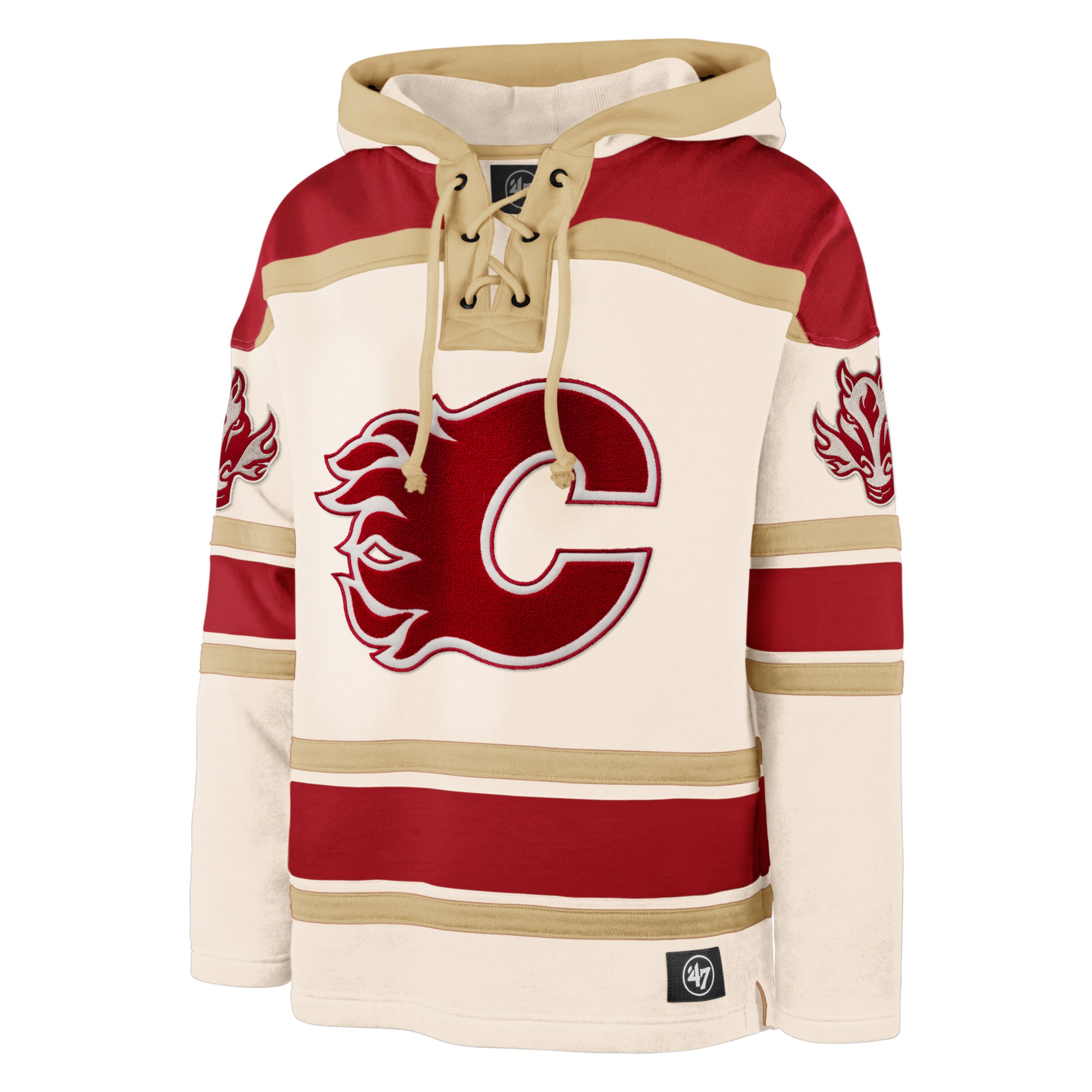 Calgary Flames NHL 47 Brand Men's Cream Nilley Superior Lacer Hoodie