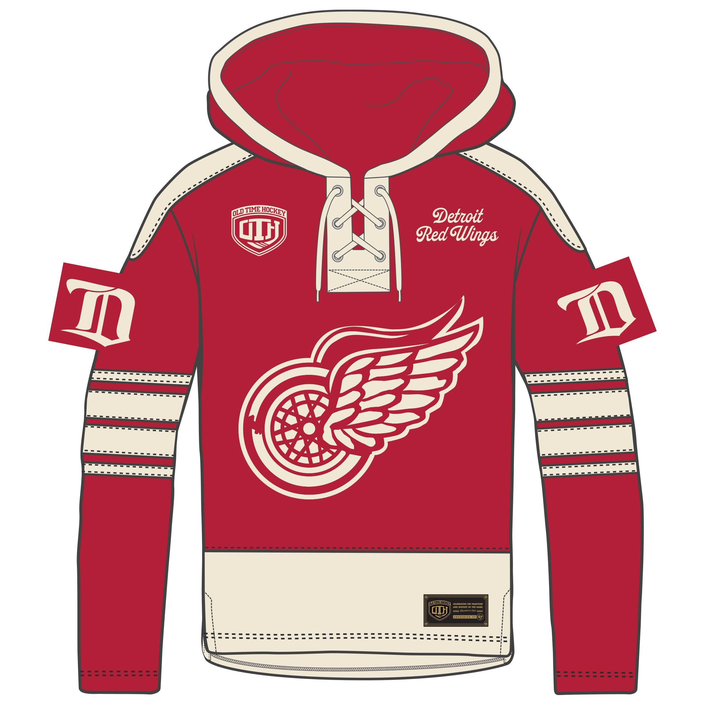 Detroit Red Wings NHL 47 Brand Men's Red Heritage Heavyweight Lacer Hoodie