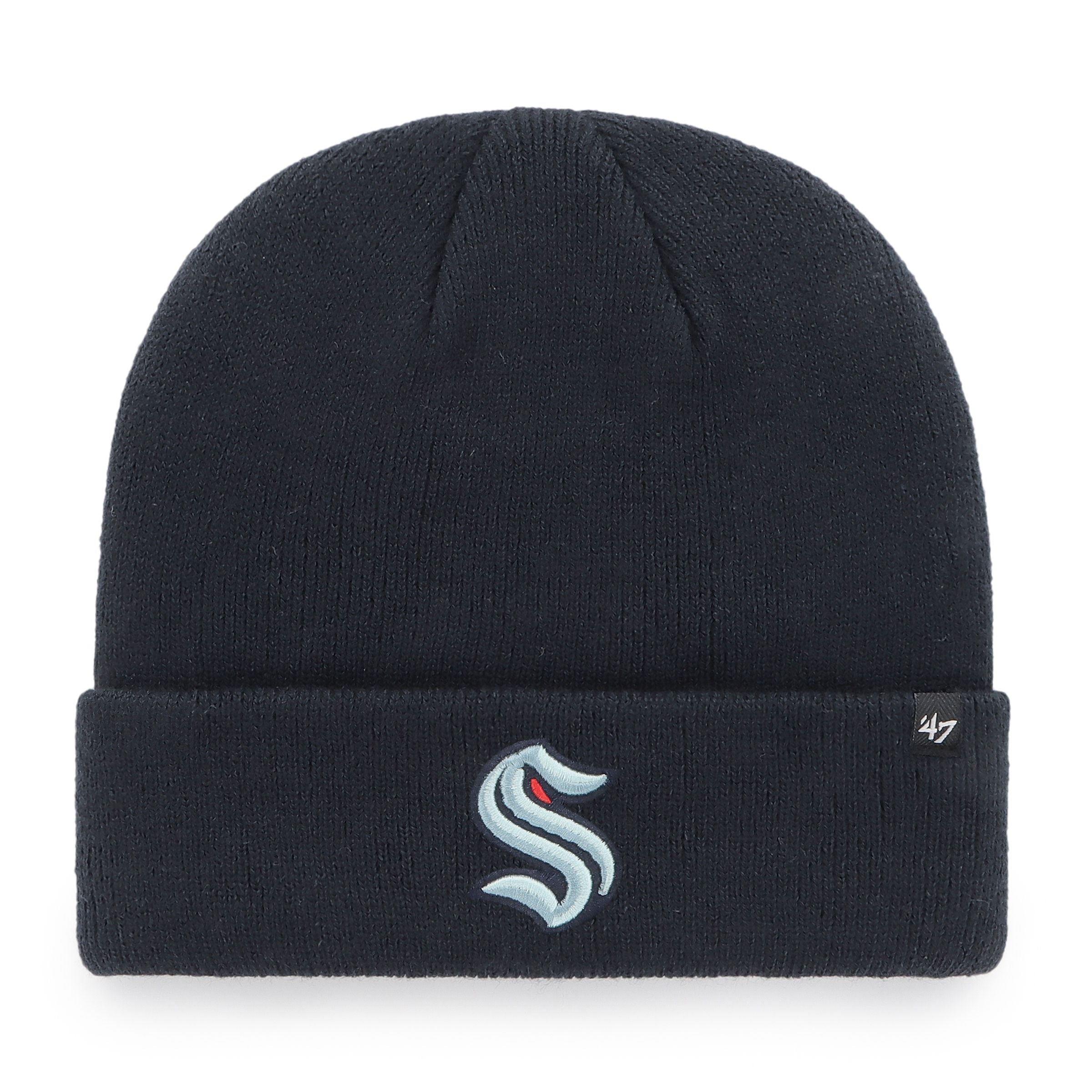 Bonnet en tricot à revers surélevé bleu marine pour homme de la marque Seattle Kraken NHL 47