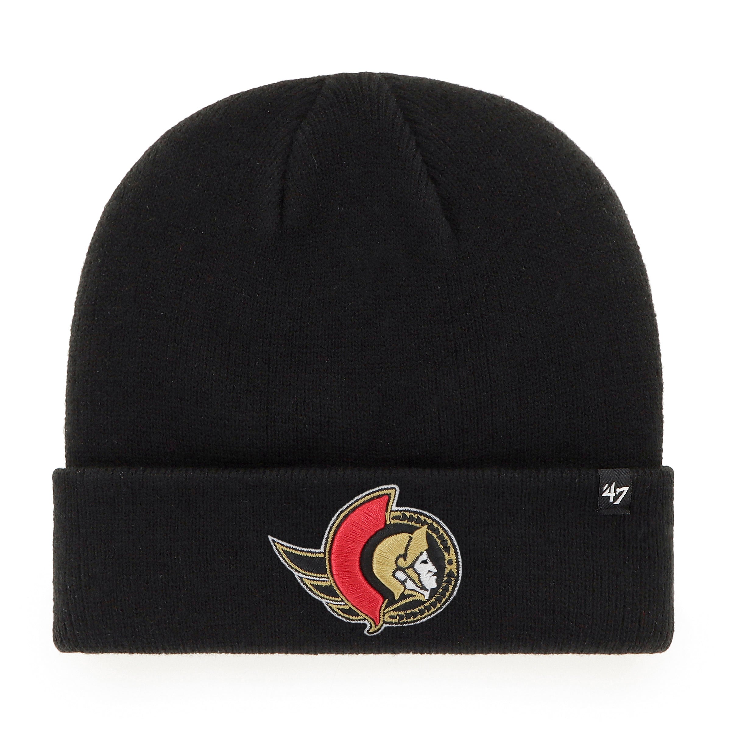 Bonnet tricoté à revers surélevé noir pour homme de la marque NHL 47 des Sénateurs d'Ottawa