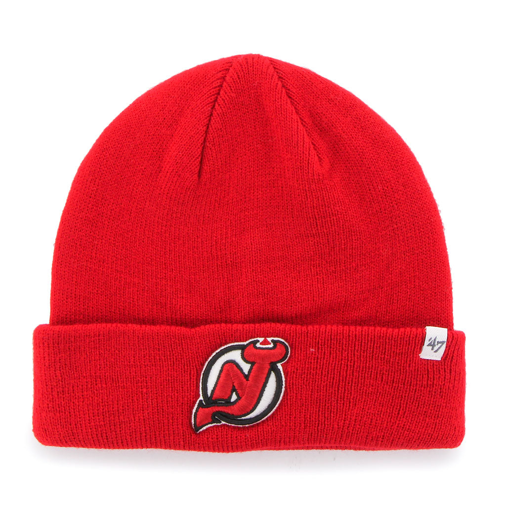 Bonnet tricoté à revers surélevé rouge pour homme de la marque NHL 47 des Devils du New Jersey