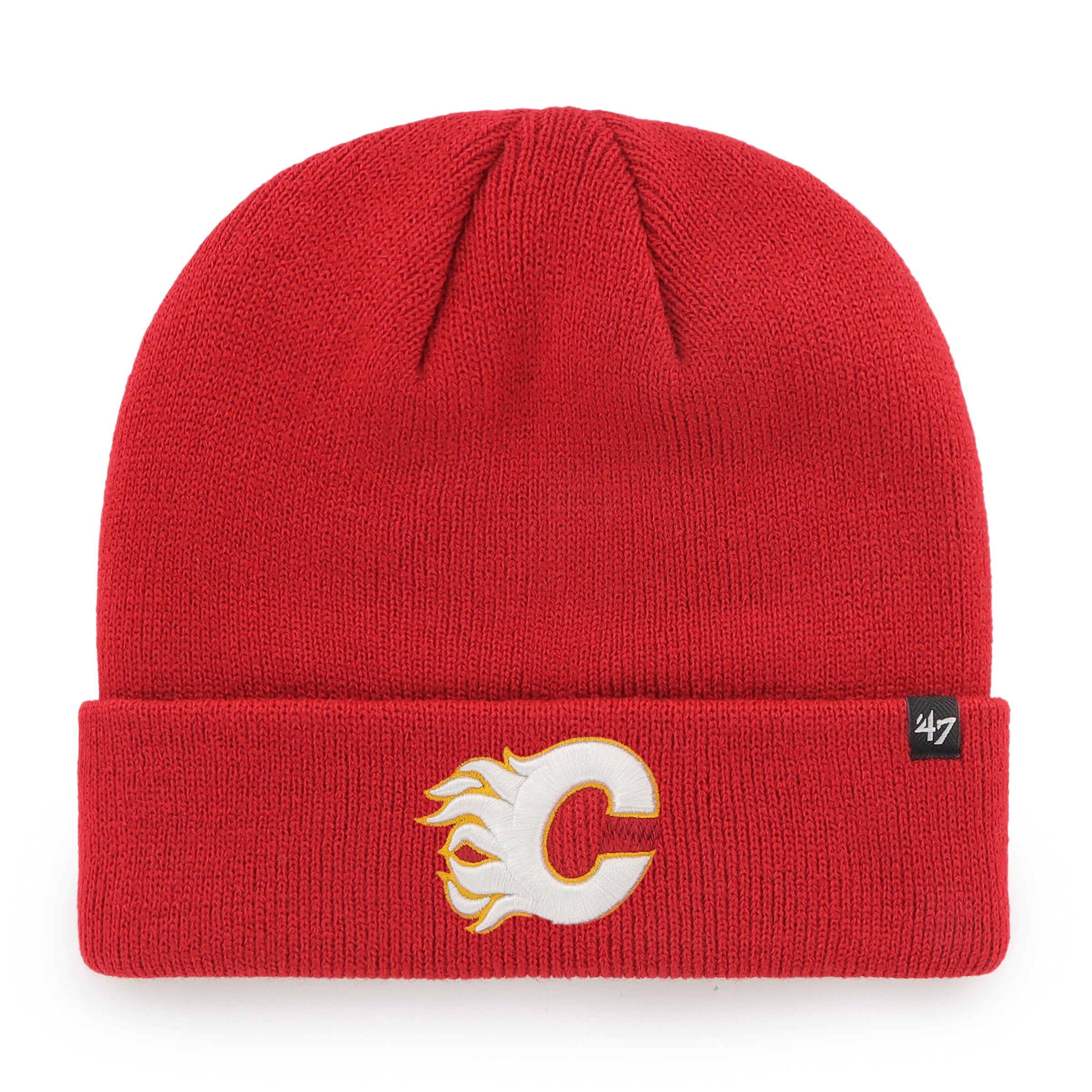 Bonnet tricoté rouge à revers surélevé pour homme de la marque NHL 47 des Flames de Calgary