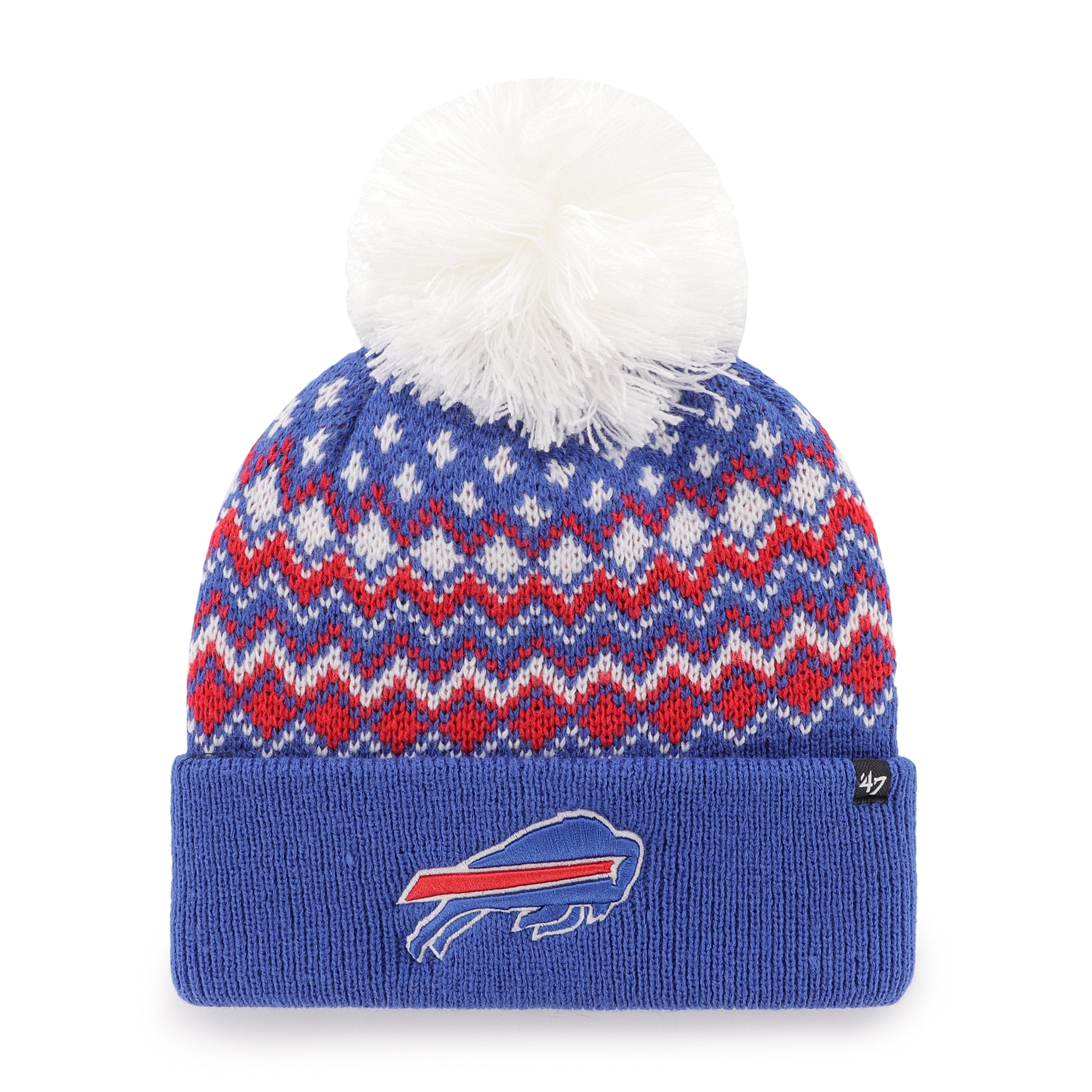 Buffalo Bills NFL 47 Brand Women's Royal Elsa Cuff Pom Knit