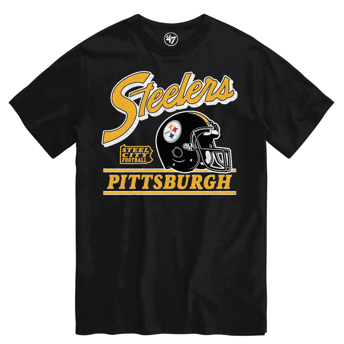 Pittsburgh Steelers NFL 47 Brand Men's Black Fly By T-Shirt