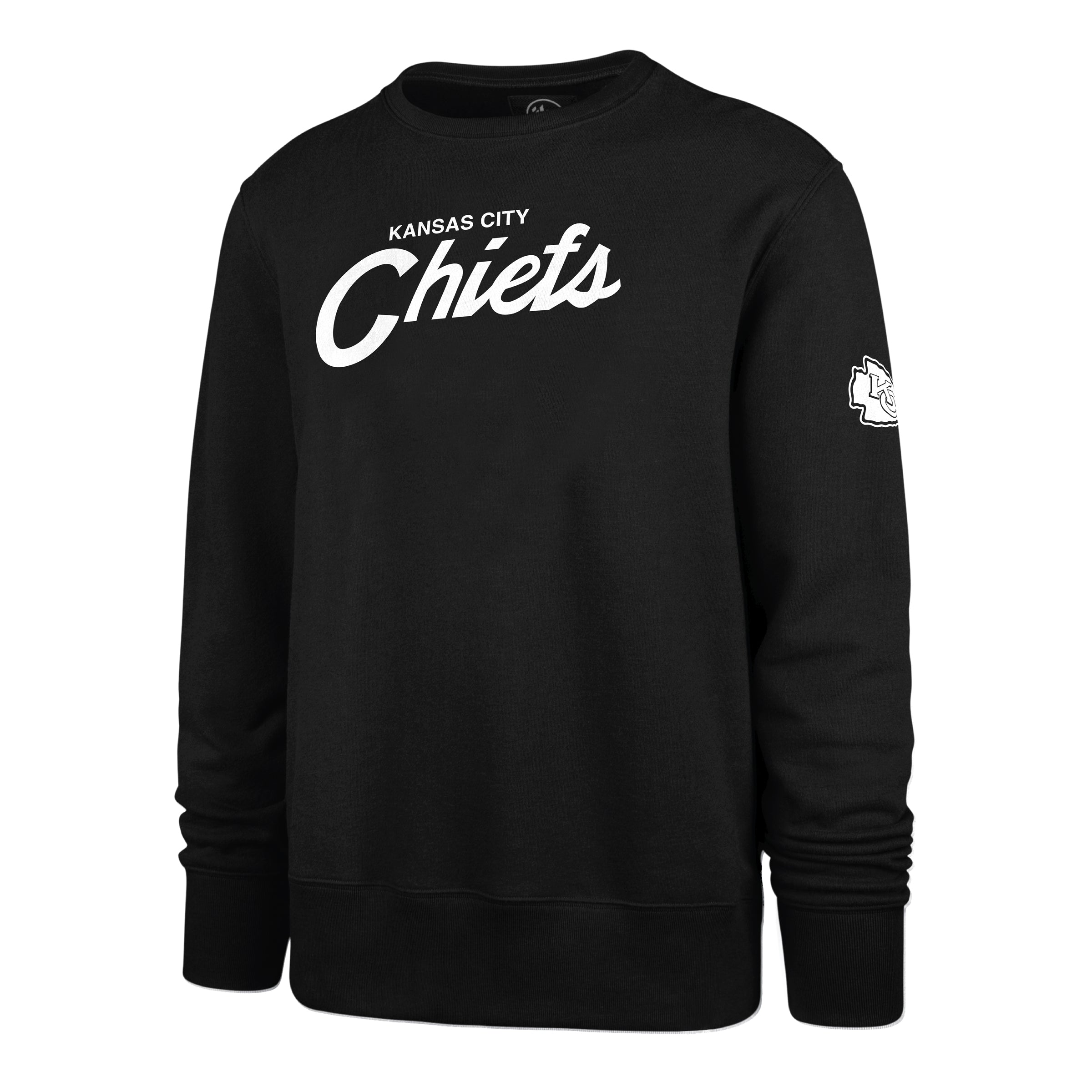 Kansas City Chiefs NFL 47 Brand Men's Black Fleece Attitude Crew Sweater