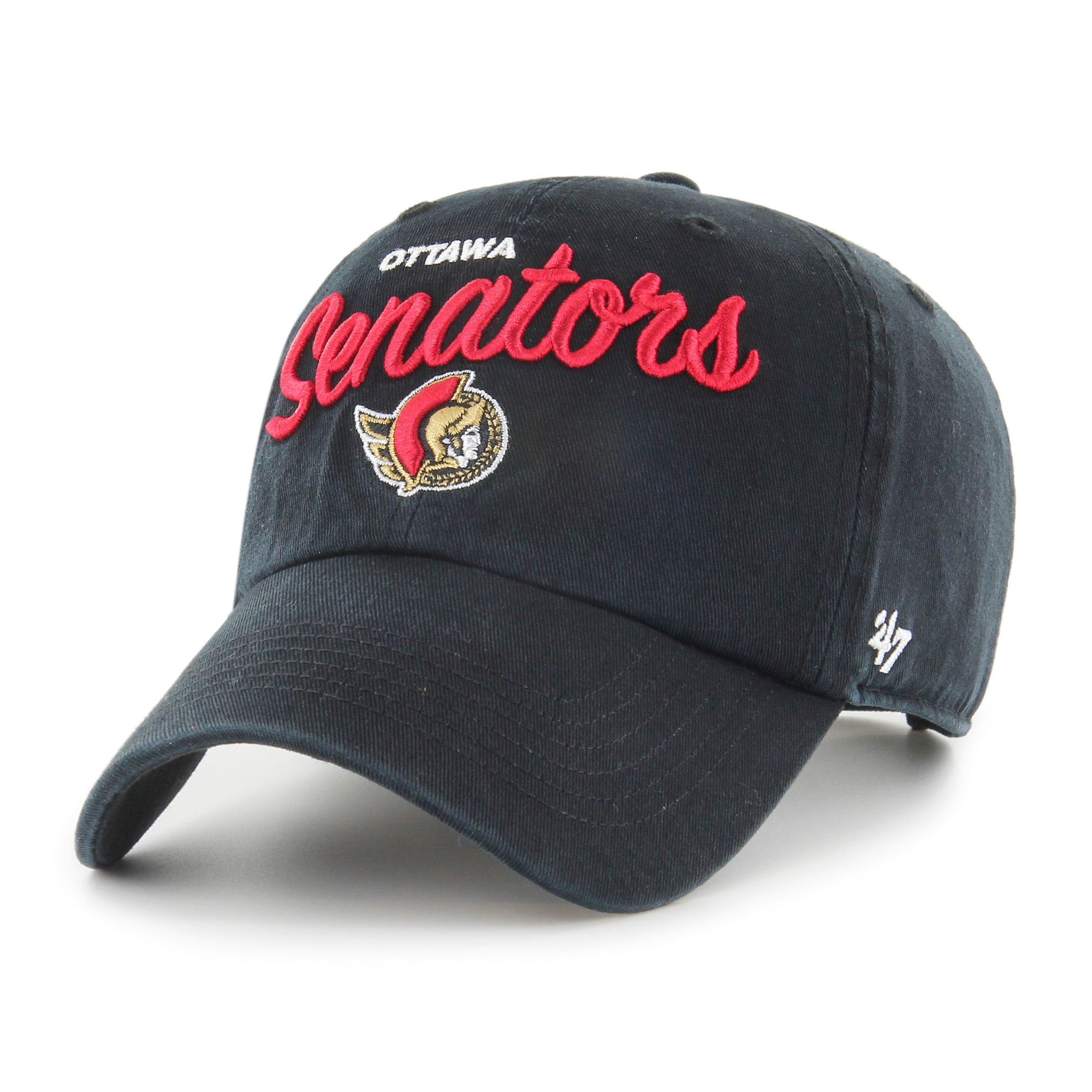 Ottawa Senators NHL 47 Brand Women's Black Phoebe Clean Up Adjustable Hat