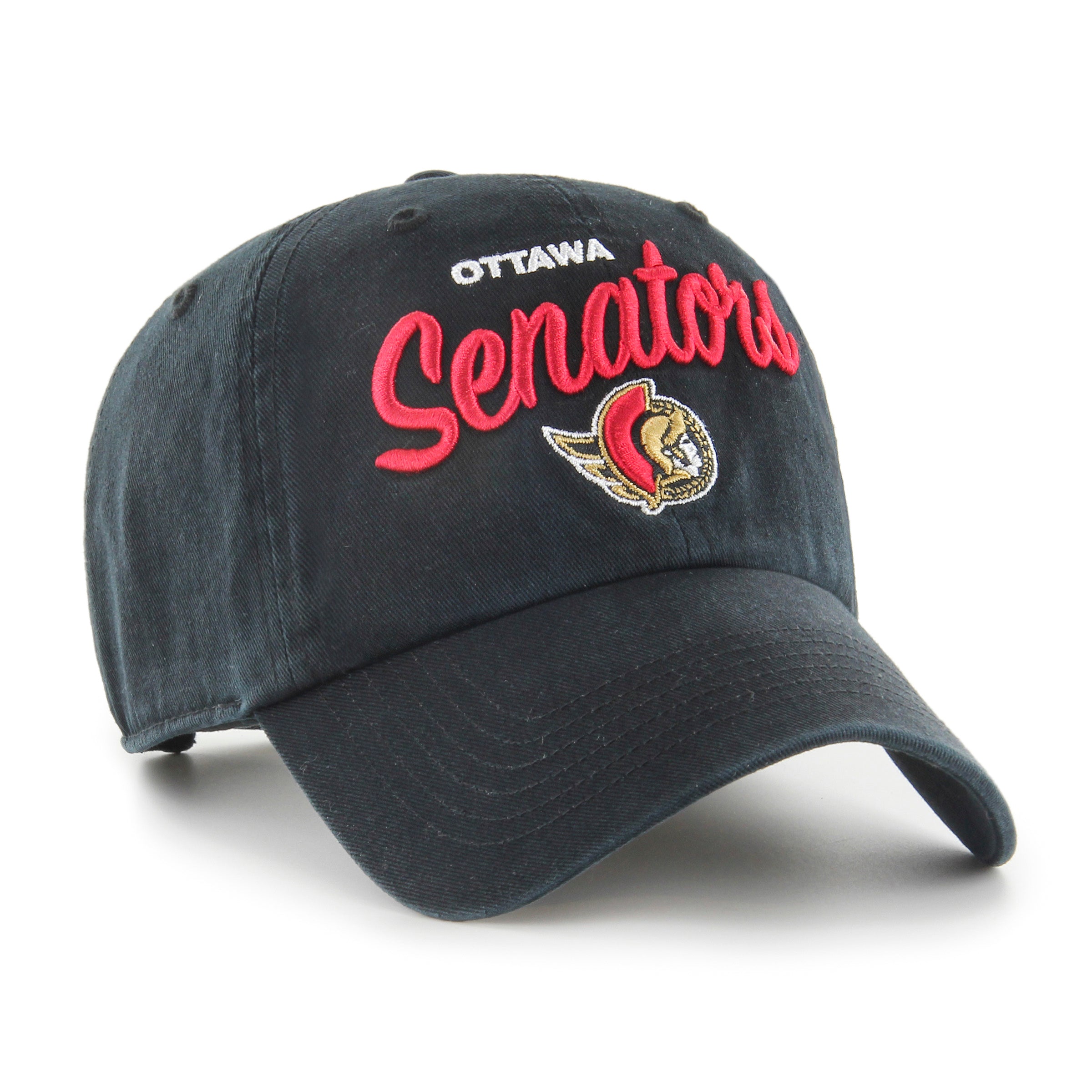 Ottawa Senators NHL 47 Brand Women's Black Phoebe Clean Up Adjustable Hat