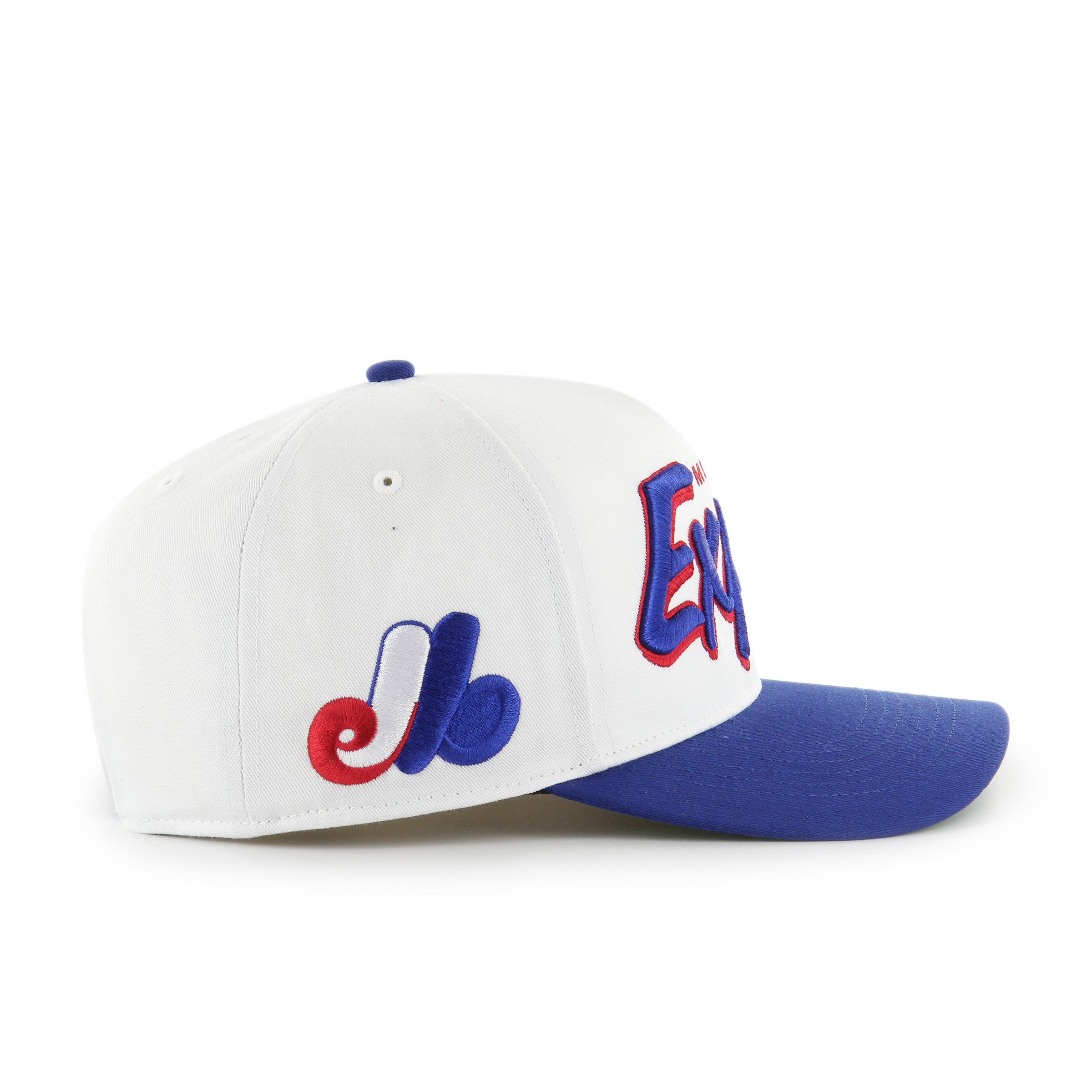 Casquette Snapback MLB 47 Brand pour homme des Expos de Montréal, blanche, avec logo Drop Shadow Hitch