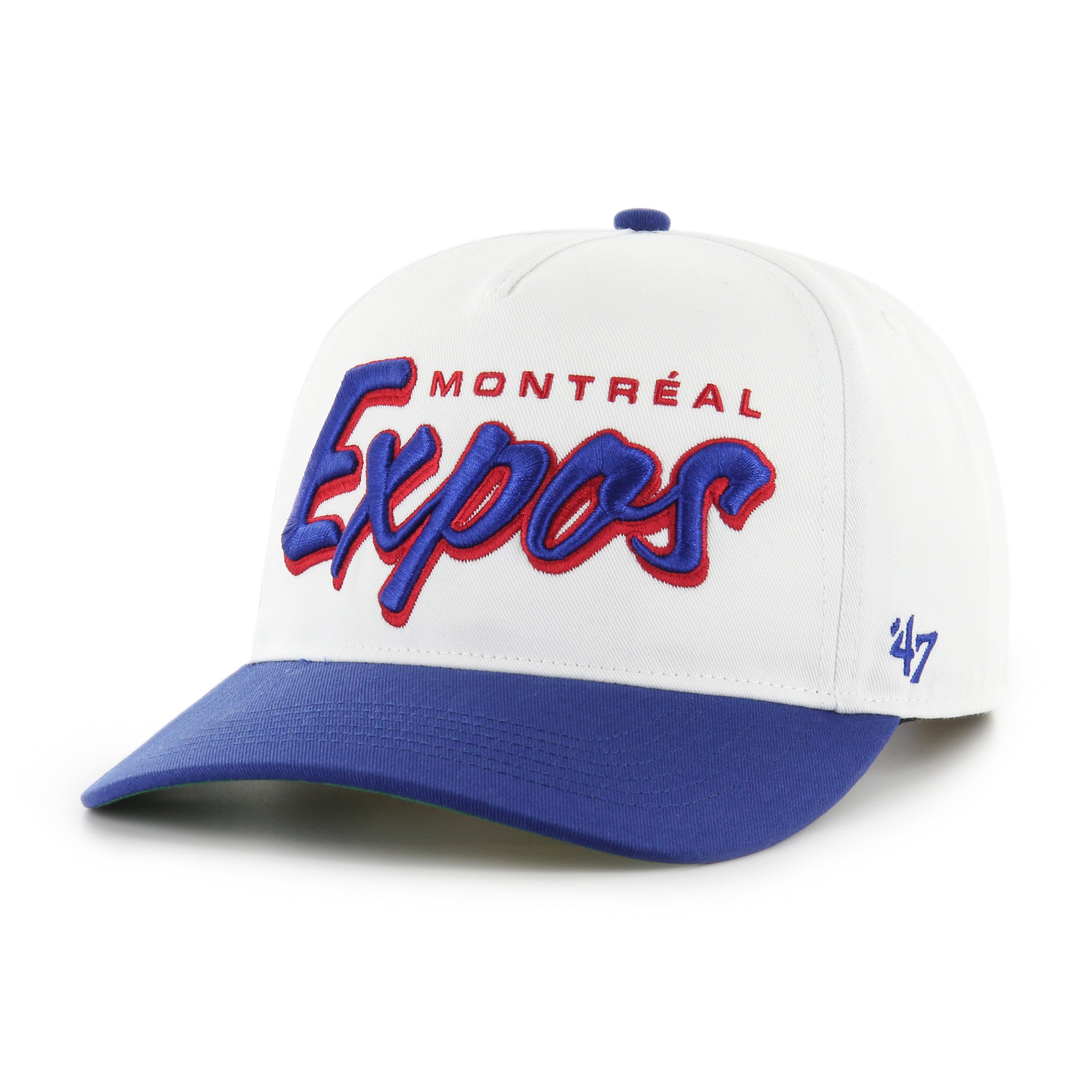 Casquette Snapback MLB 47 Brand pour homme des Expos de Montréal, blanche, avec logo Drop Shadow Hitch