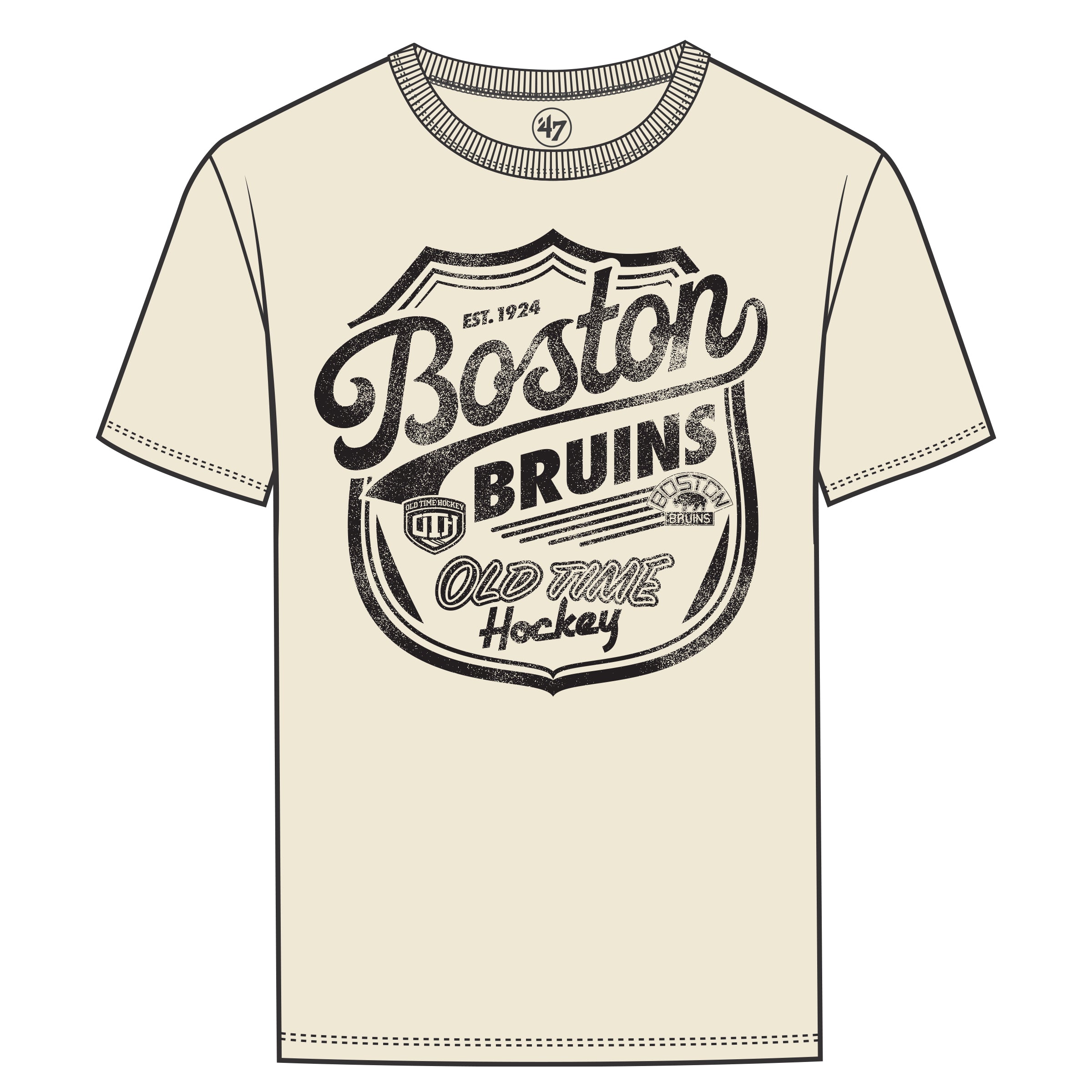 T-shirt à carreaux crème OTH pour homme de la marque NHL 47 des Bruins de Boston