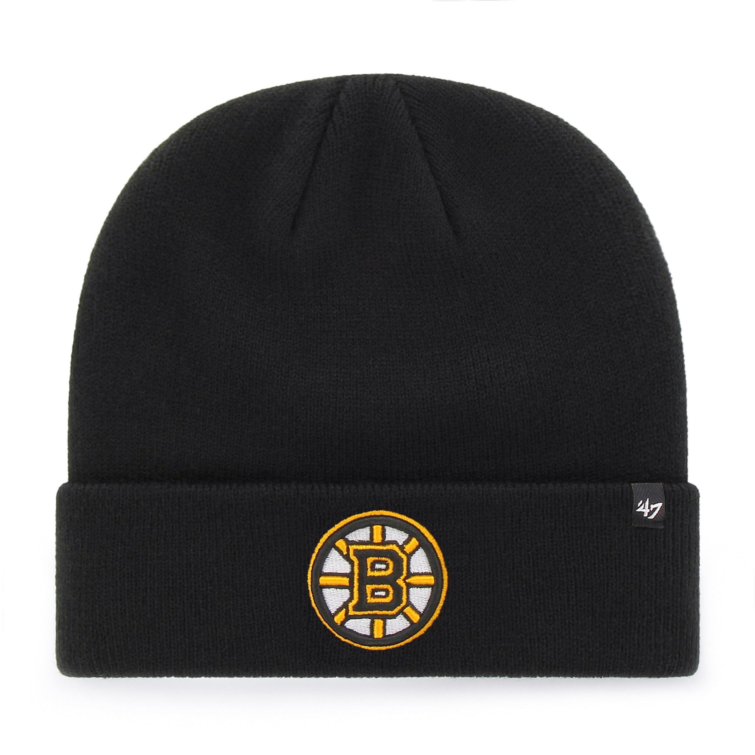 Bonnet tricoté à revers surélevé noir pour homme de la marque NHL 47 des Bruins de Boston