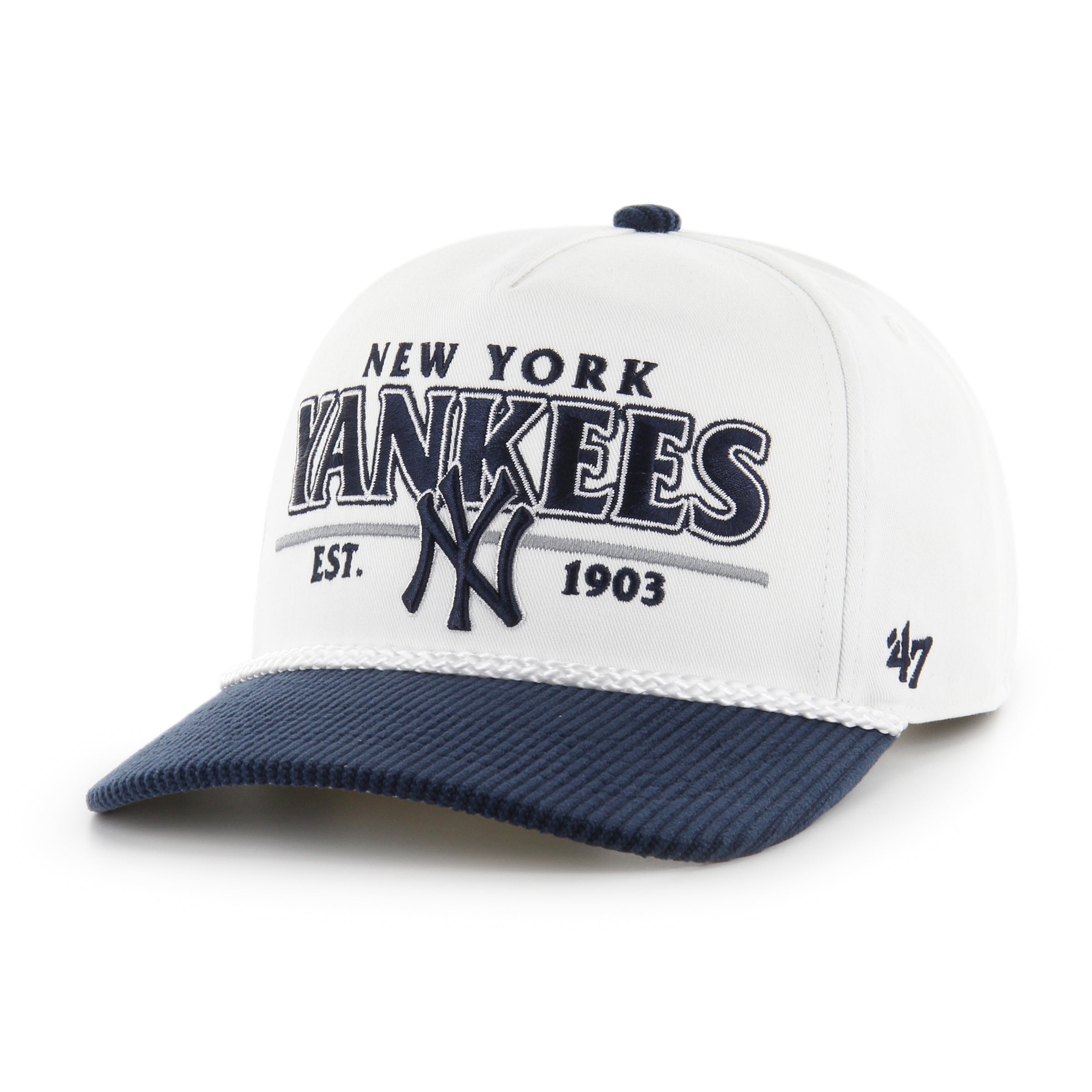 New York Yankees MLB 47 Brand Men's White Rustic Rope Hitch Snapback Hat