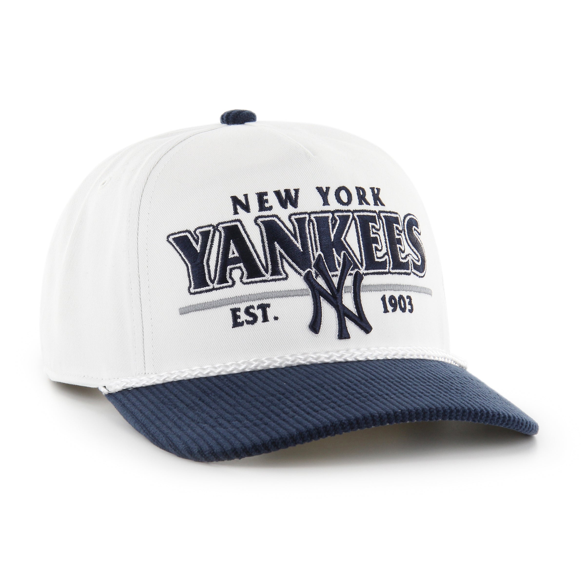 New York Yankees MLB 47 Brand Men's White Rustic Rope Hitch Snapback Hat