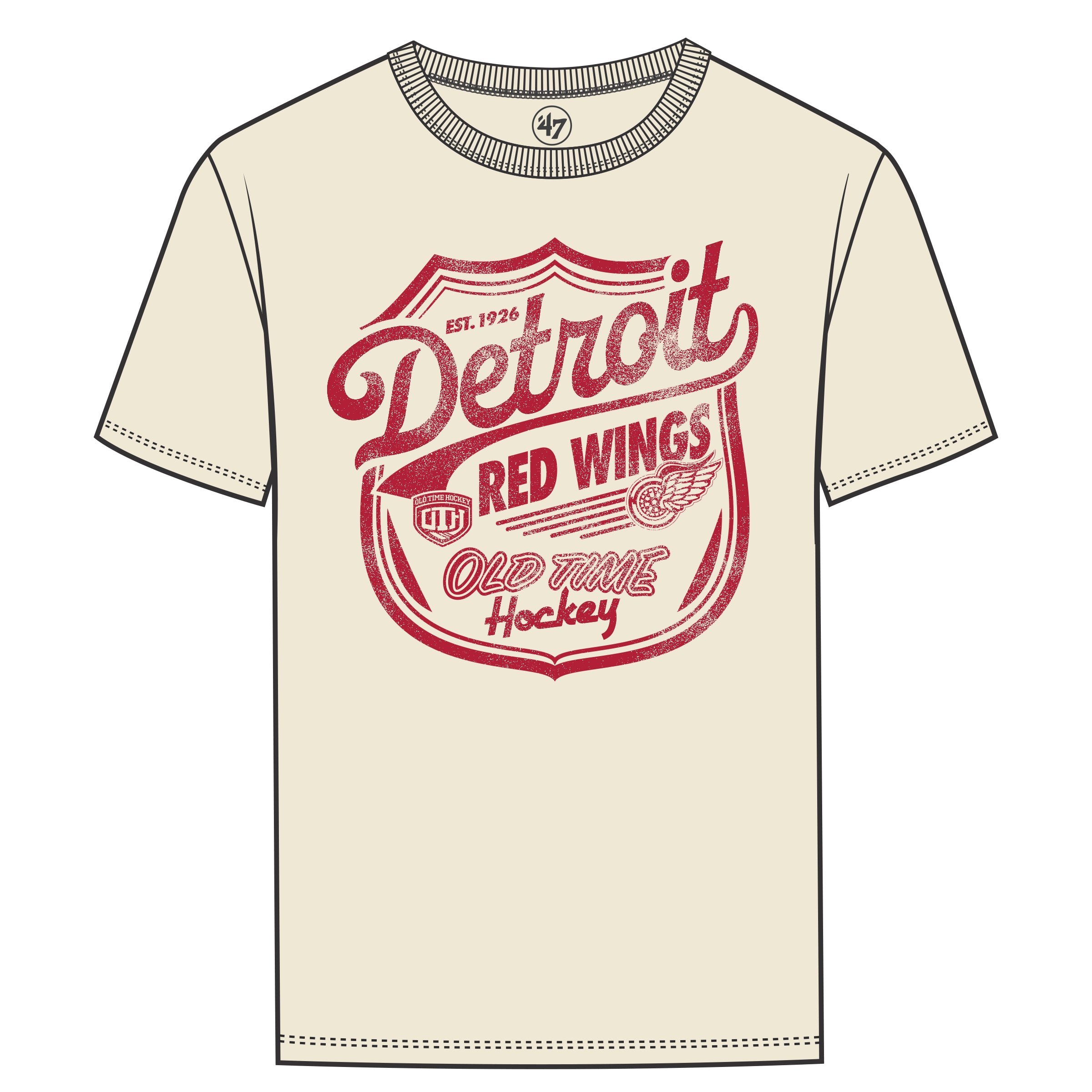 Detroit Red Wings NHL 47 Brand Men's OTH Cream Poke Check T-Shirt