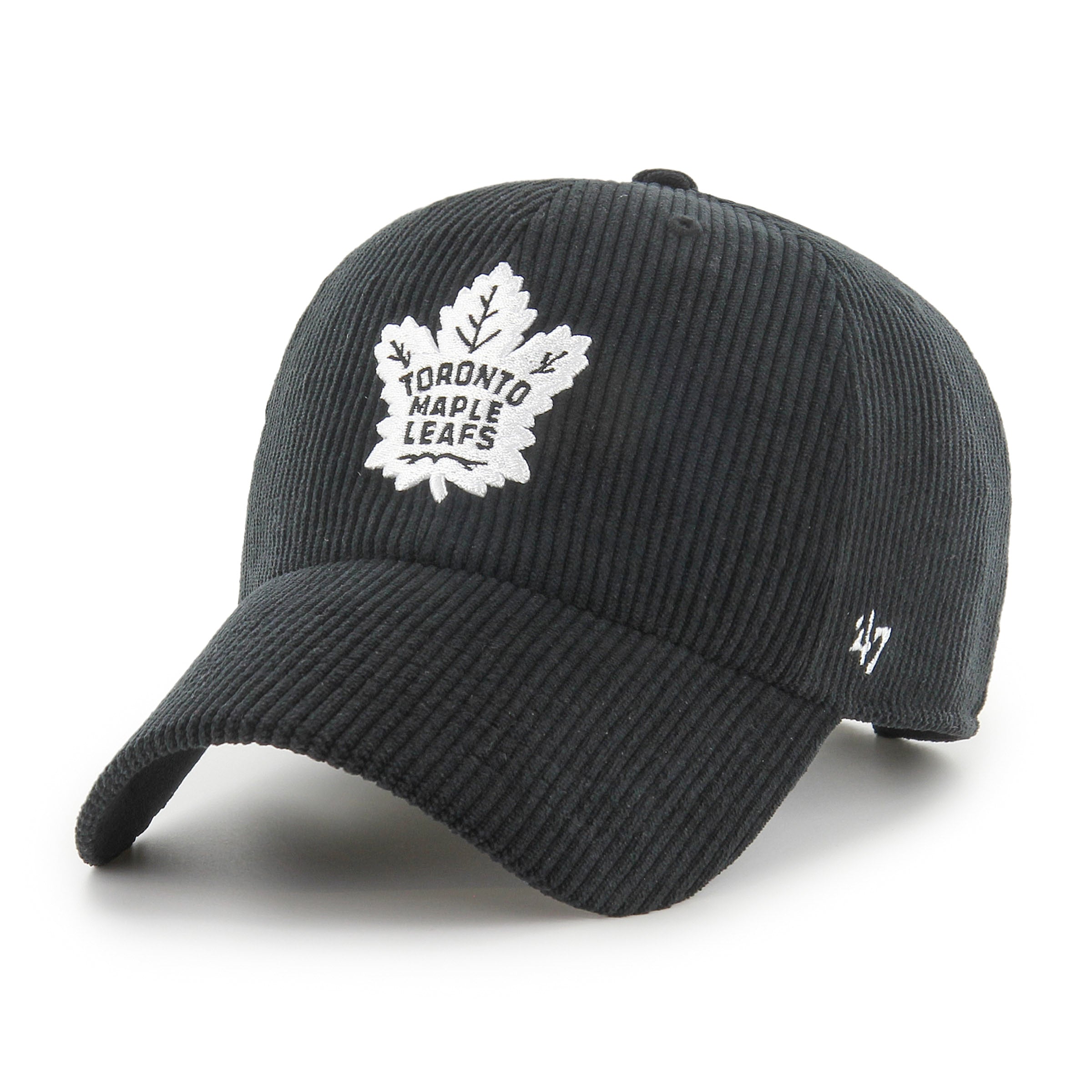 Casquette ajustable en velours côtelé épais noir pour homme de la marque NHL 47 des Maple Leafs de Toronto