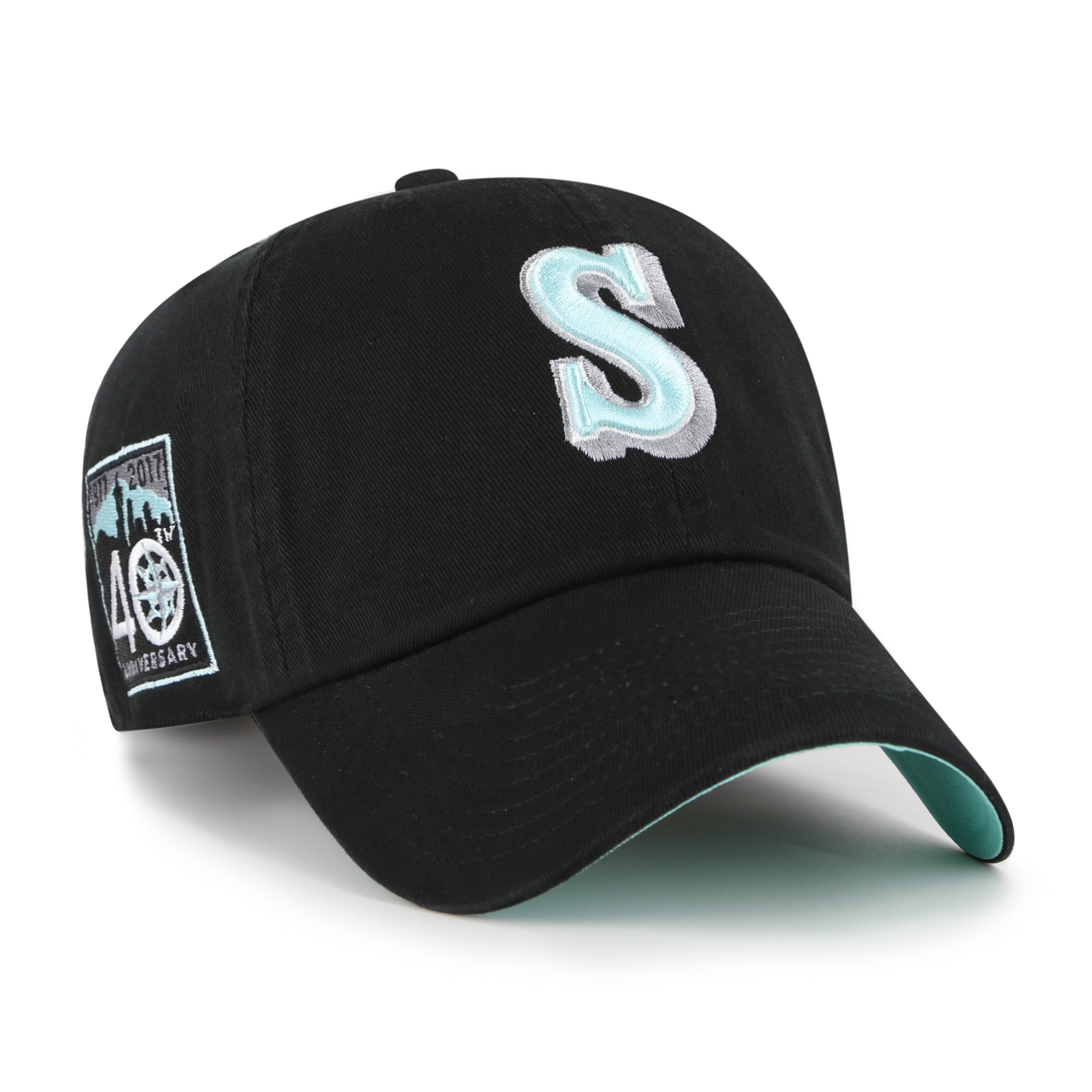 Seattle Mariners MLB 47 Brand Men's Black Mint Double Under Clean Up Adjustable Hat