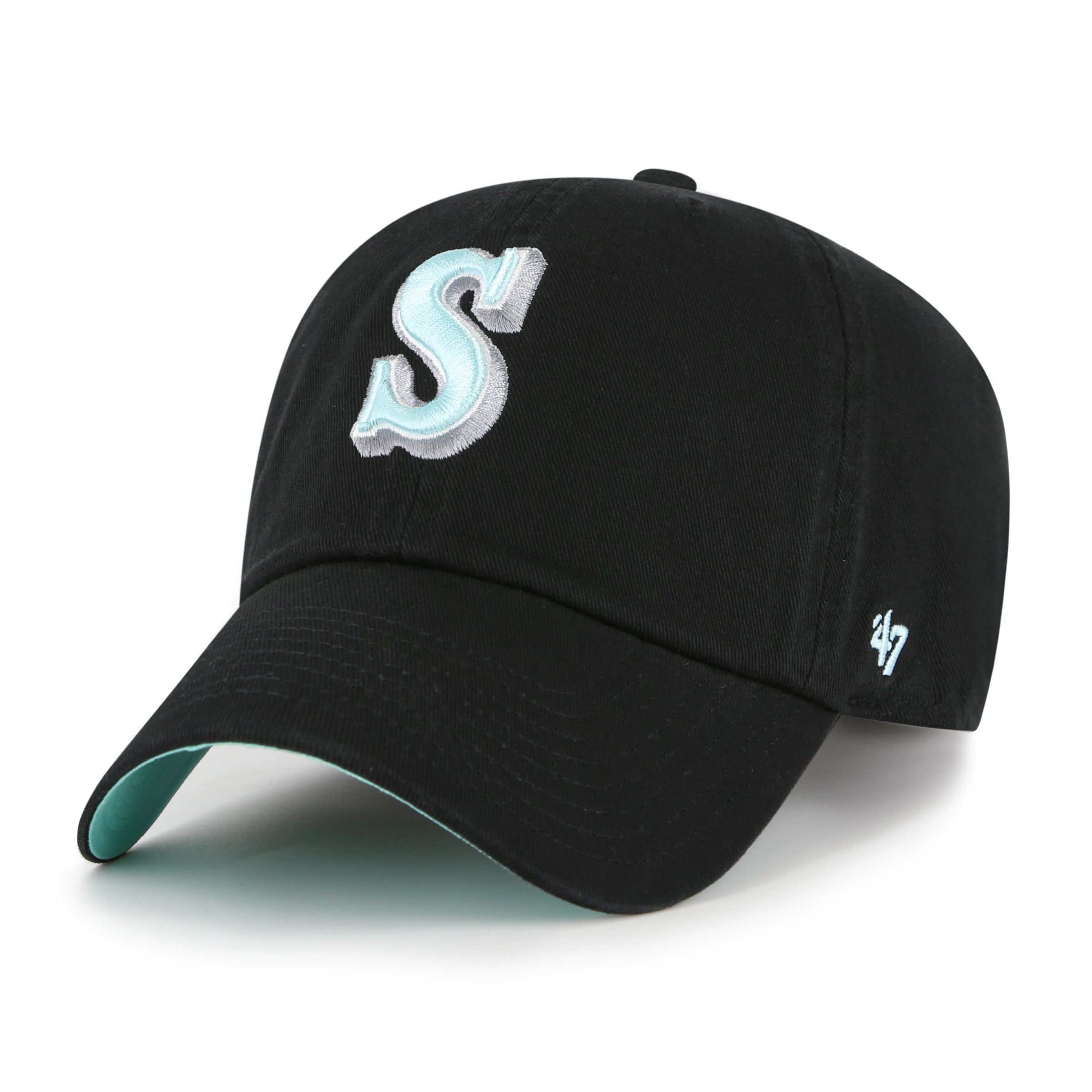 Seattle Mariners MLB 47 Brand Men's Black Mint Double Under Clean Up Adjustable Hat