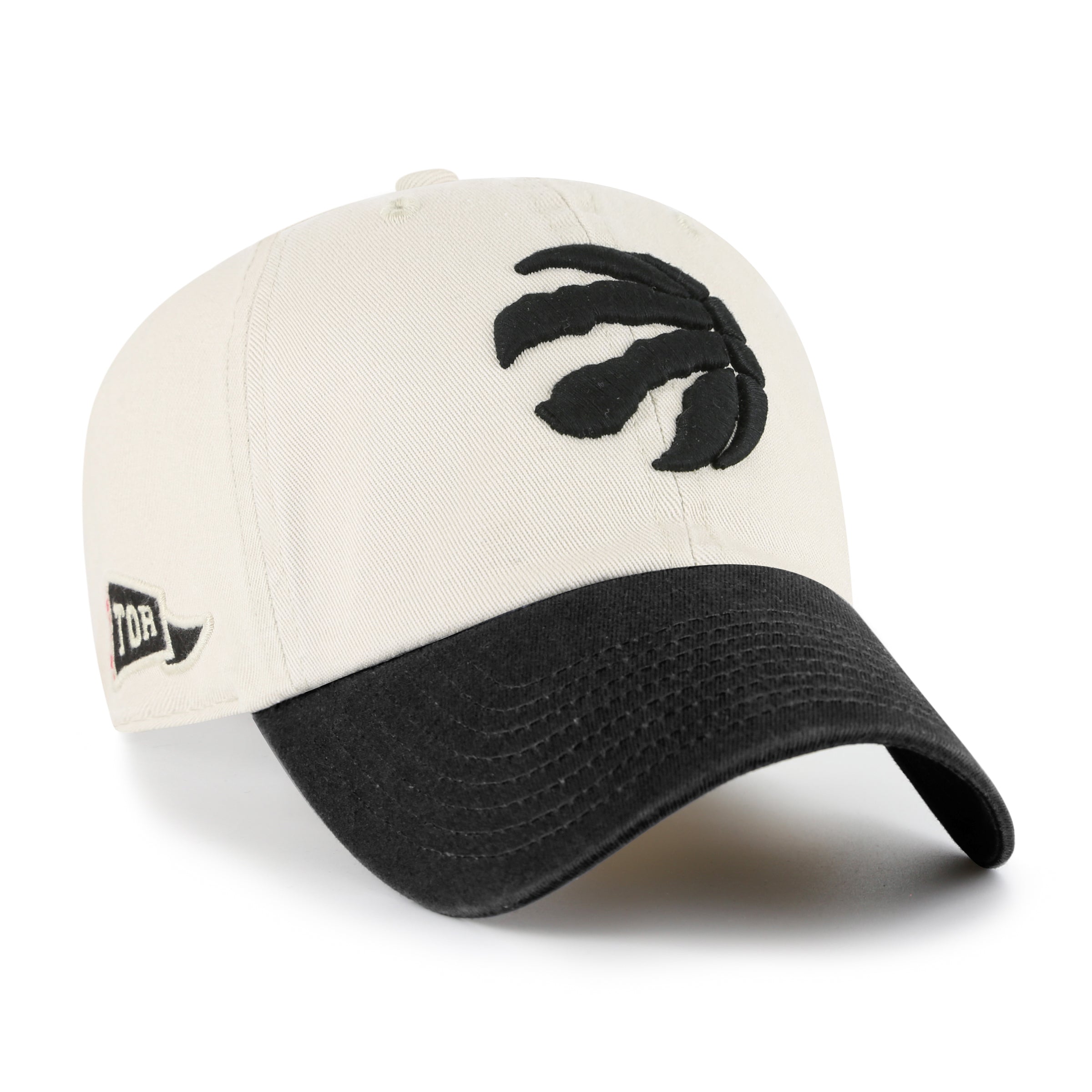 Casquette ajustable NBA 47 Brand pour homme des Toronto Raptors, crème/noir, Grand Stand Clean Up