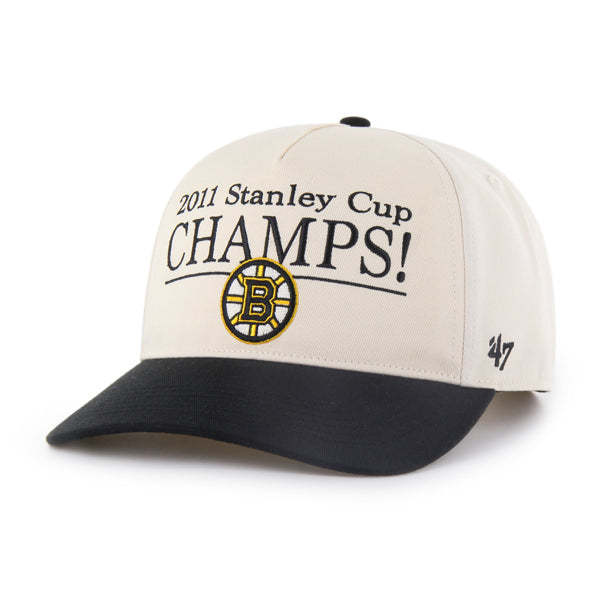 Casquette à visière plate beige et noire Tabloid Hitch RF pour homme des Bruins de Boston de la LNH 47