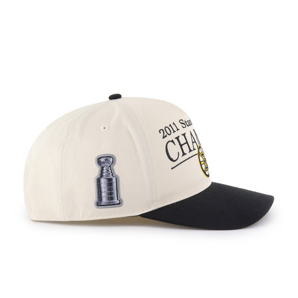 Casquette à visière plate beige et noire Tabloid Hitch RF pour homme des Bruins de Boston de la LNH 47