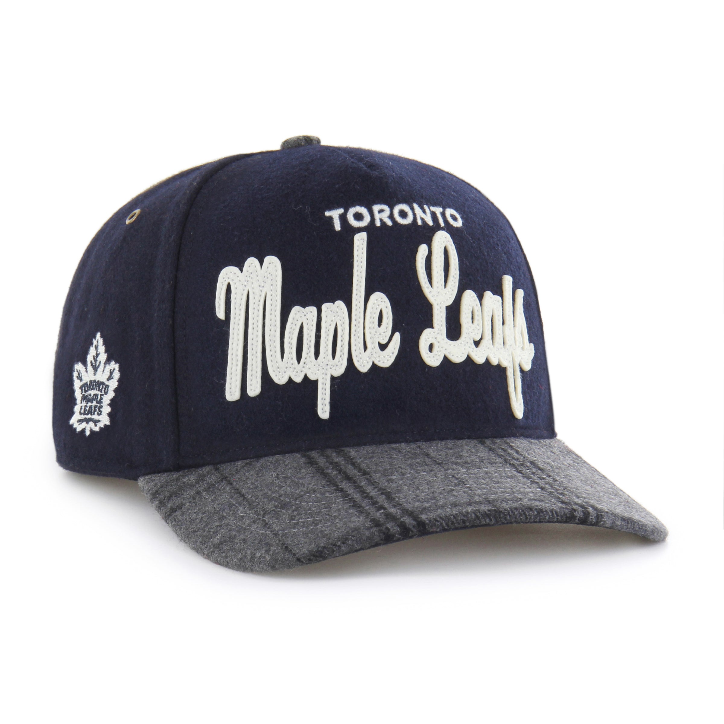 Casquette snapback à carreaux bleu marine Toronto Maple Leafs NHL 47 Brand pour homme