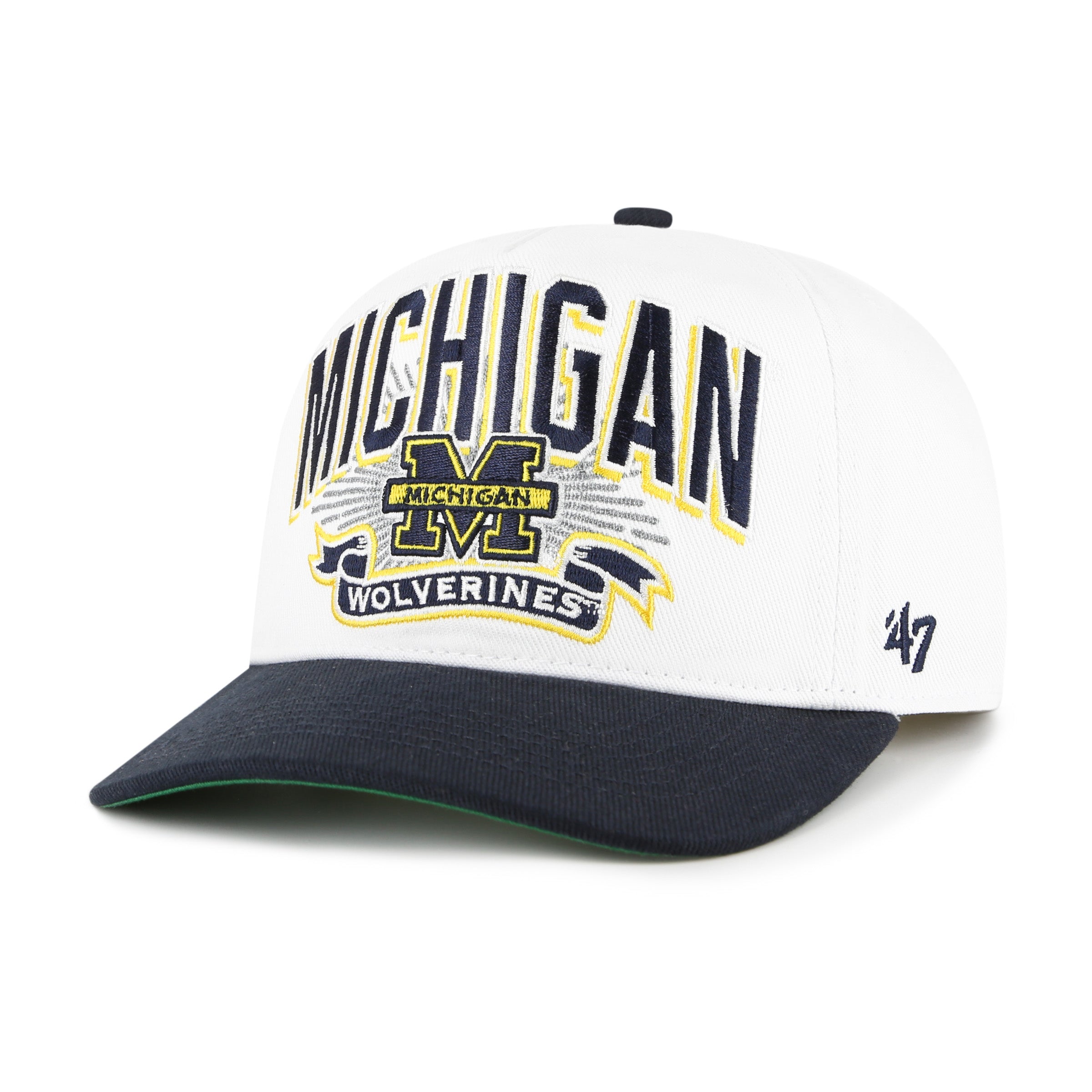 Michigan Wolverines NCAA 47 Brand Men's White Prime Play Hitch Snapback Hat