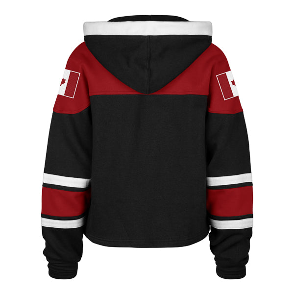 Hockey Canada IIHF 47 Brand Women's Red Cropped Superior Lace Up Hoodie