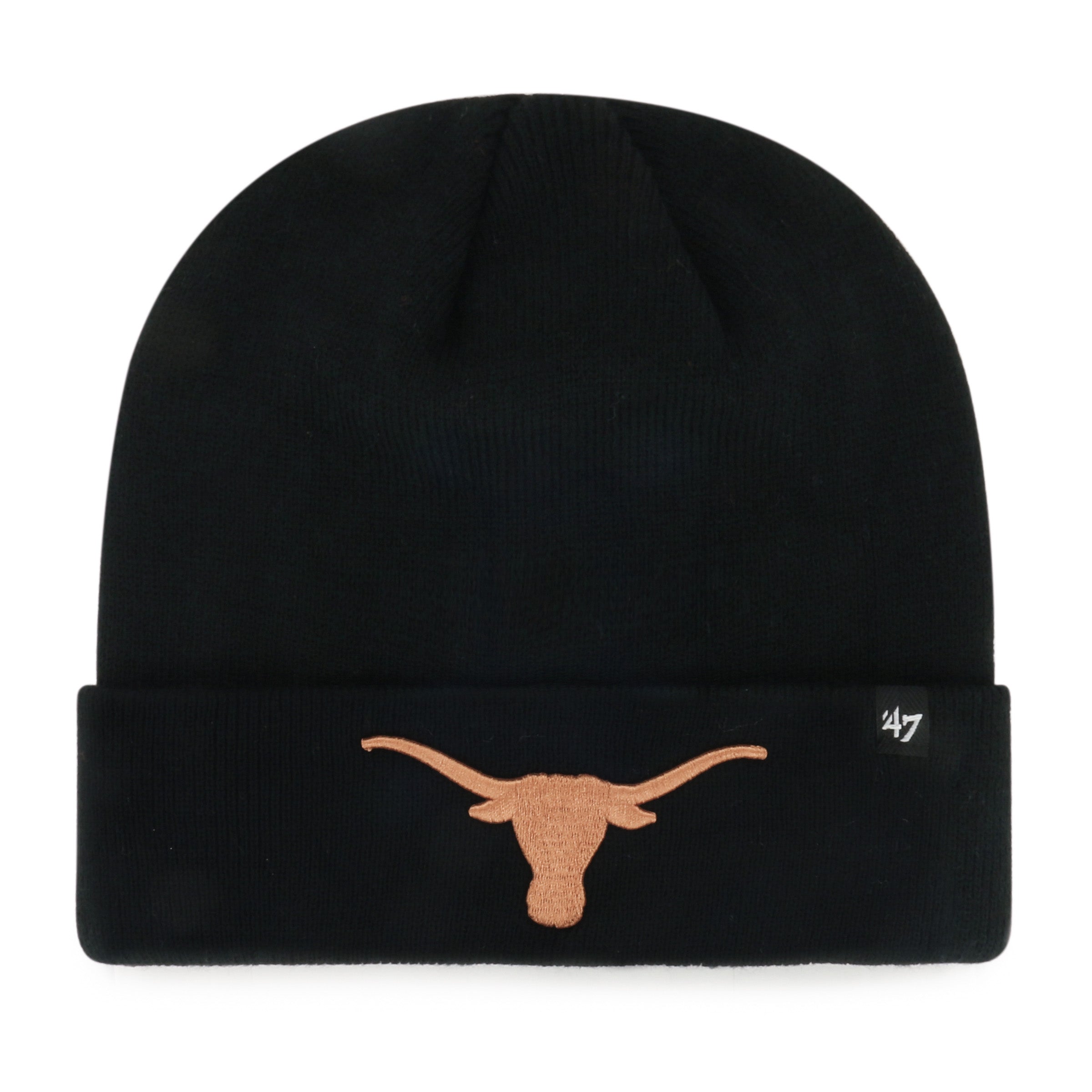 Bonnet tricoté noir à revers surélevé pour homme de la marque NCAA 47 des Texas Longhorns